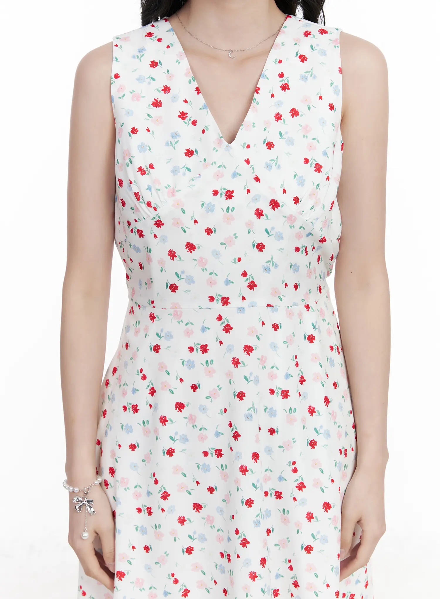 Patterned V-Neck Sleeveless Mini Dress CA509 - Image 3