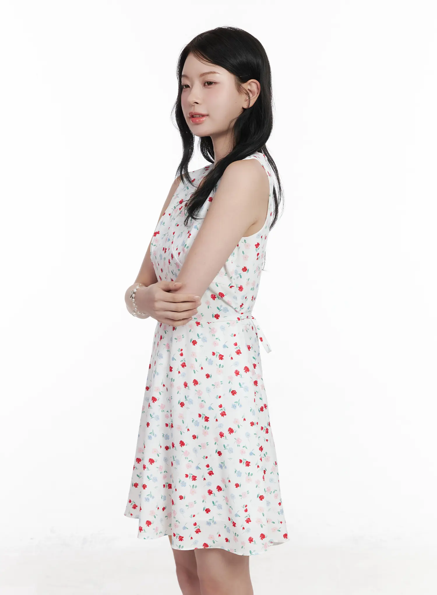 Patterned V-Neck Sleeveless Mini Dress CA509 - Image 4