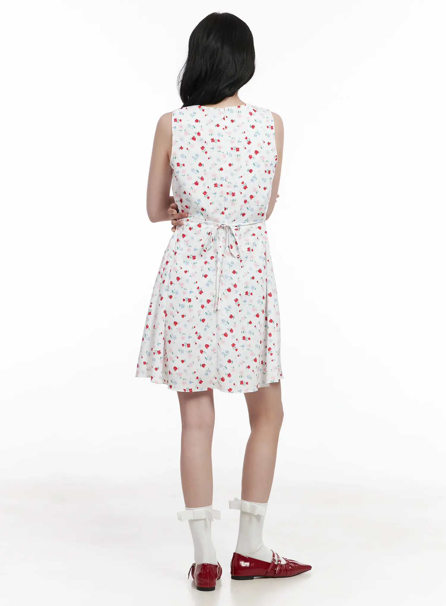 Patterned V-Neck Sleeveless Mini Dress CA509 - Image 8