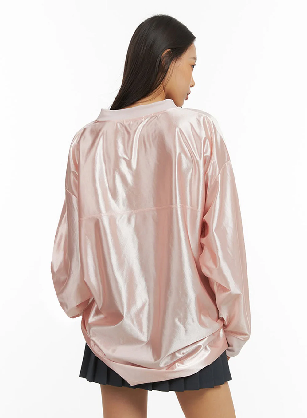 Pink Lettered Poly Sweat V-Neck Hoodie IO409 - Image 8