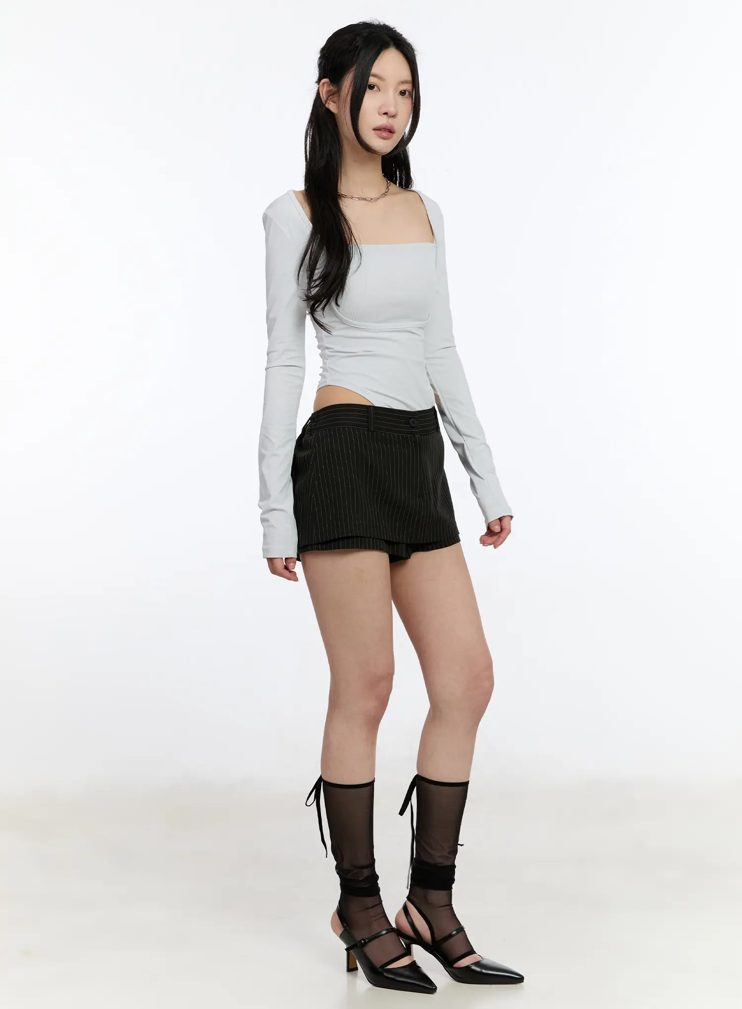 Pinstriped Mini Skort CA507 - Image 5