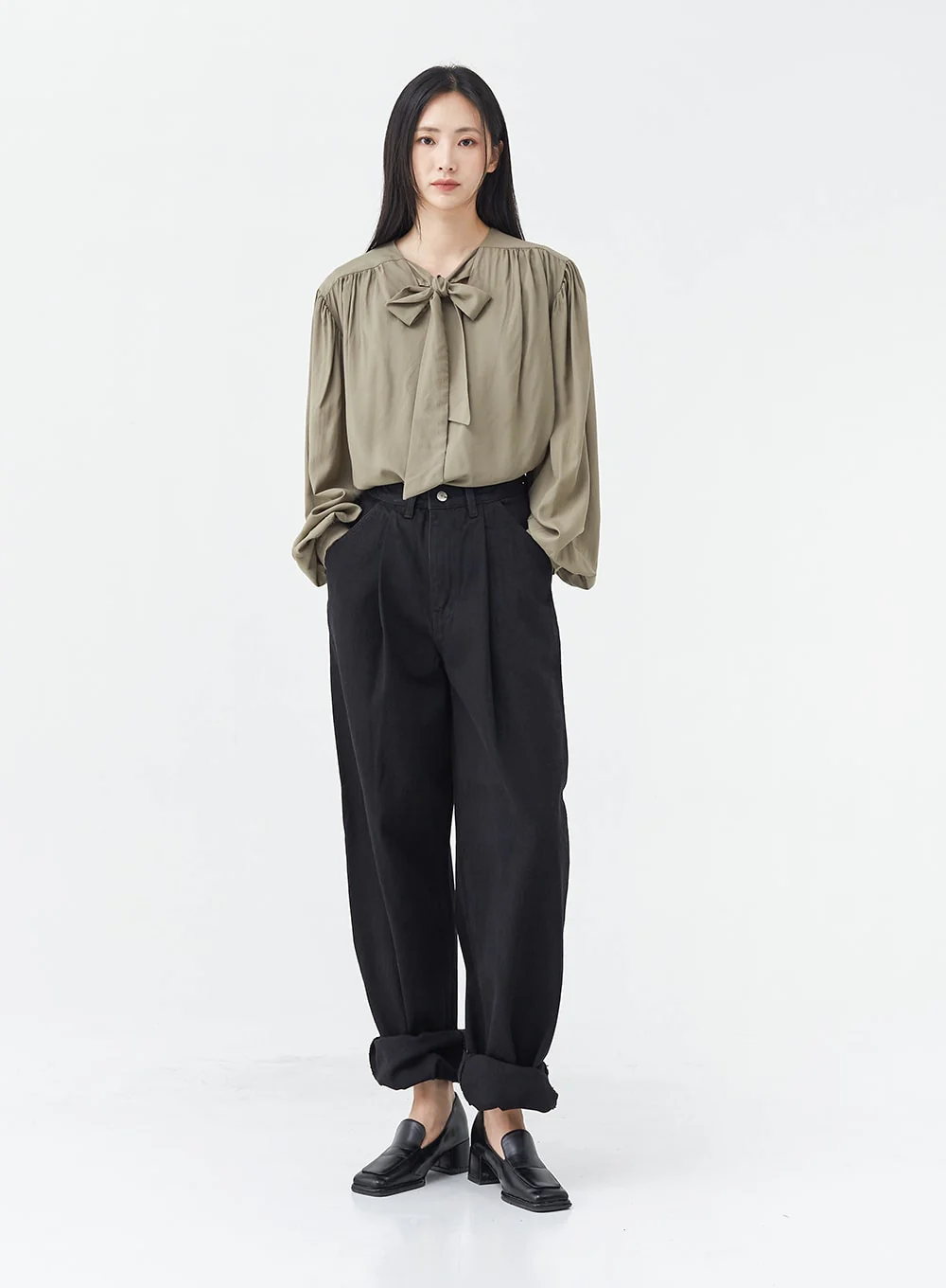 Pintuck Black Jeans OG18