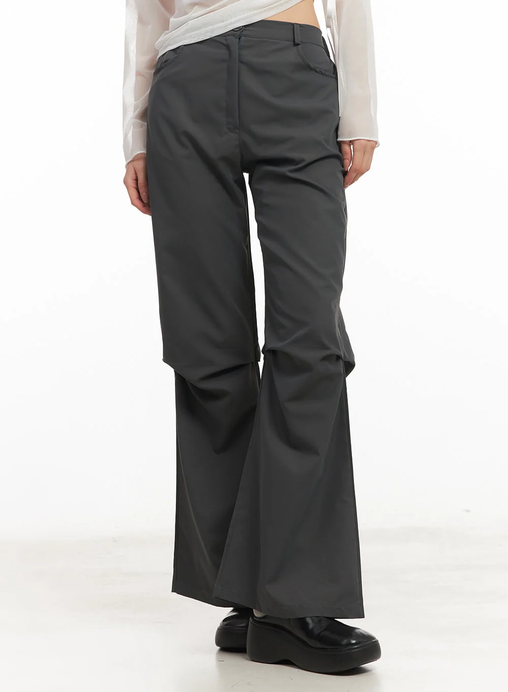 Pintuck Pleated Bootcut Skirt Pants CM503 - Image 9