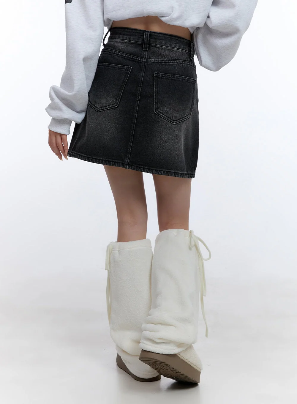 Pintuck Washed Denim Mini Skirt CD420 - Image 5