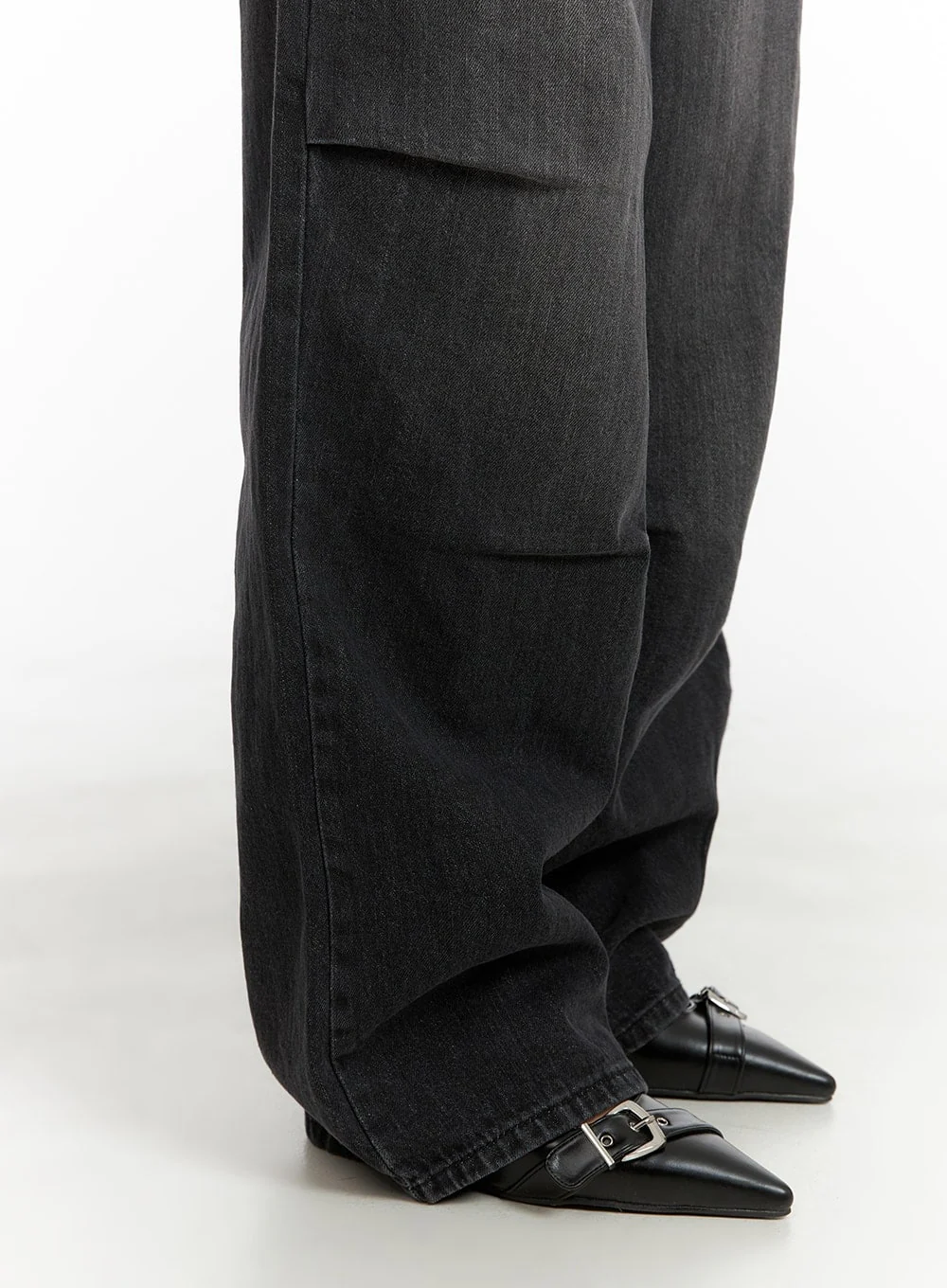 Pintuck Washed Wide Leg Jeans CA403 - Image 5