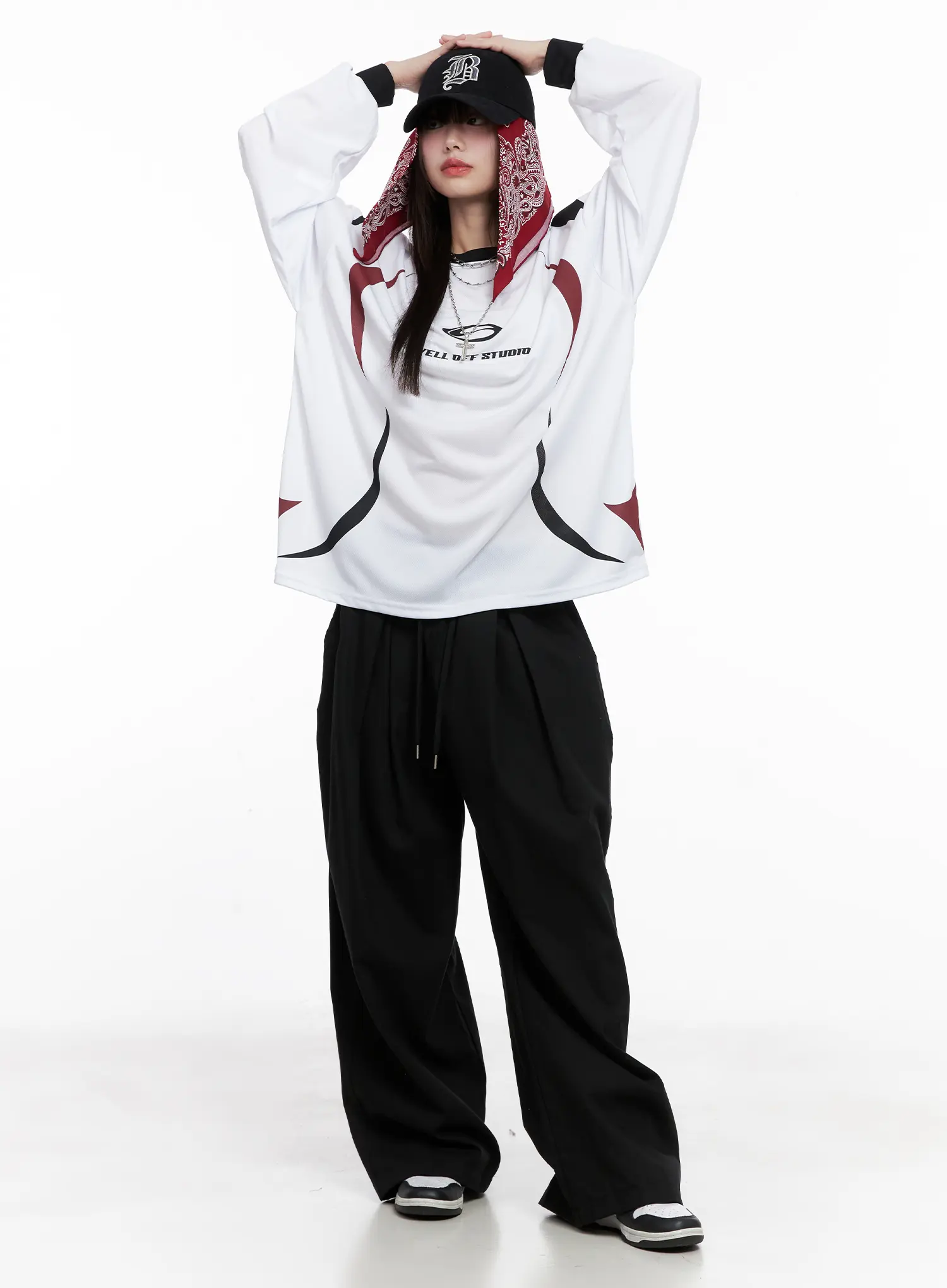 Pintuck Wide Cotton Pants CG518 - Image 2