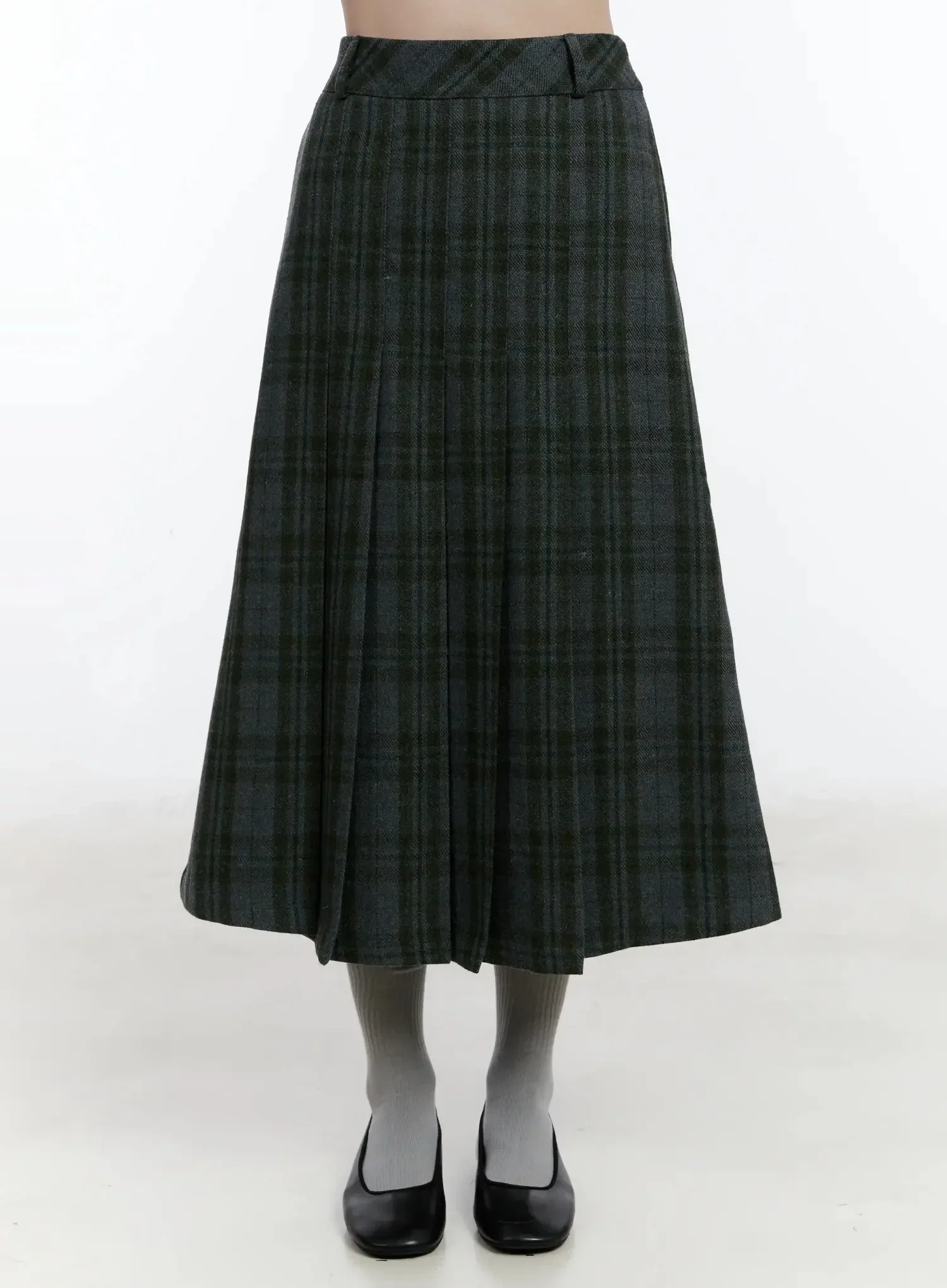 Plaid A-Line Midi Skirt ID526