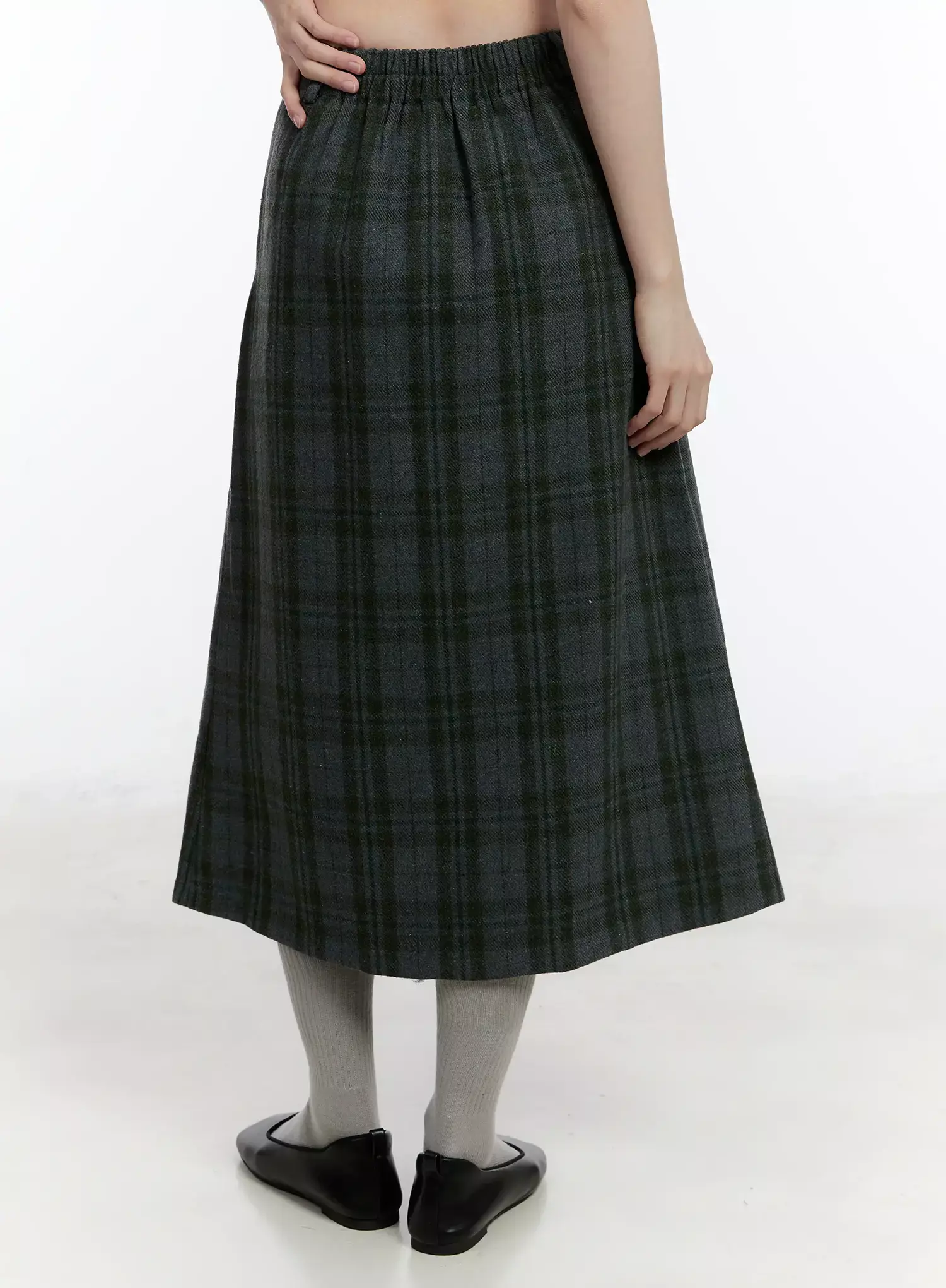 Plaid A-Line Midi Skirt ID526 - Image 11