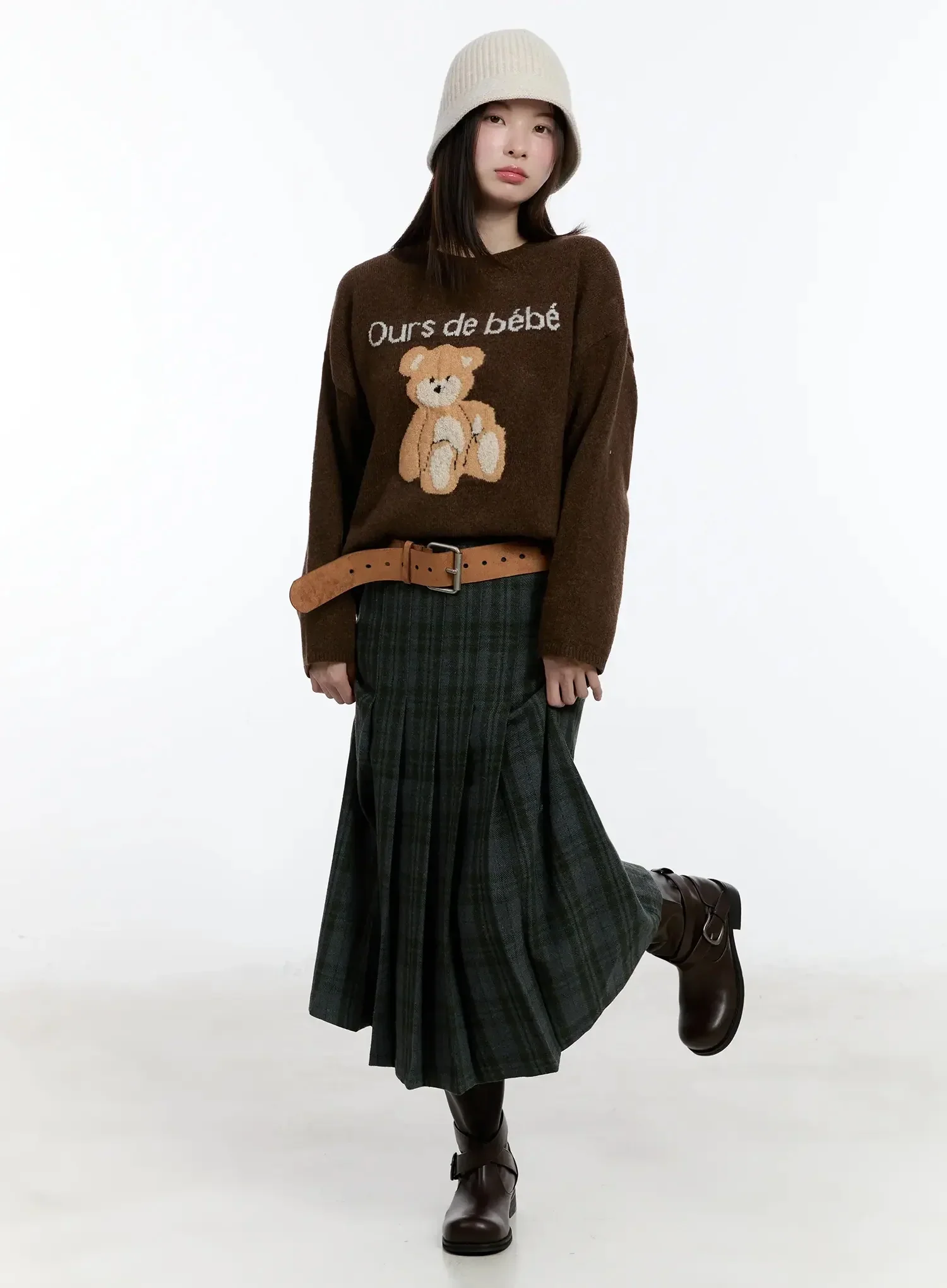 Plaid A-Line Midi Skirt ID526 - Image 13
