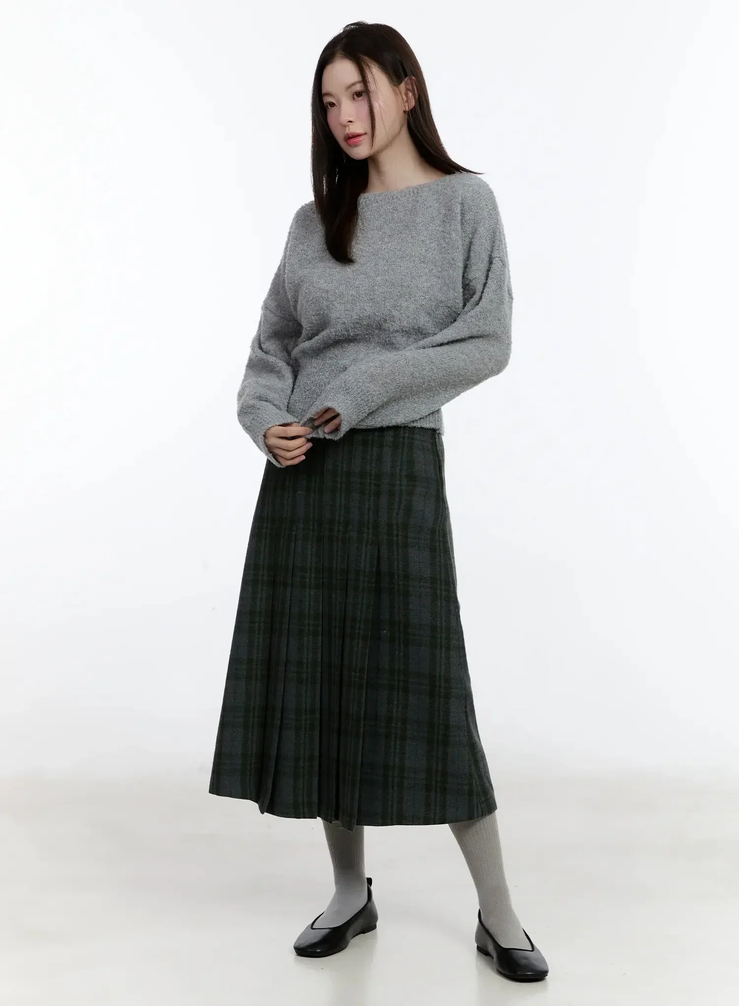 Plaid A-Line Midi Skirt ID526 - Image 3