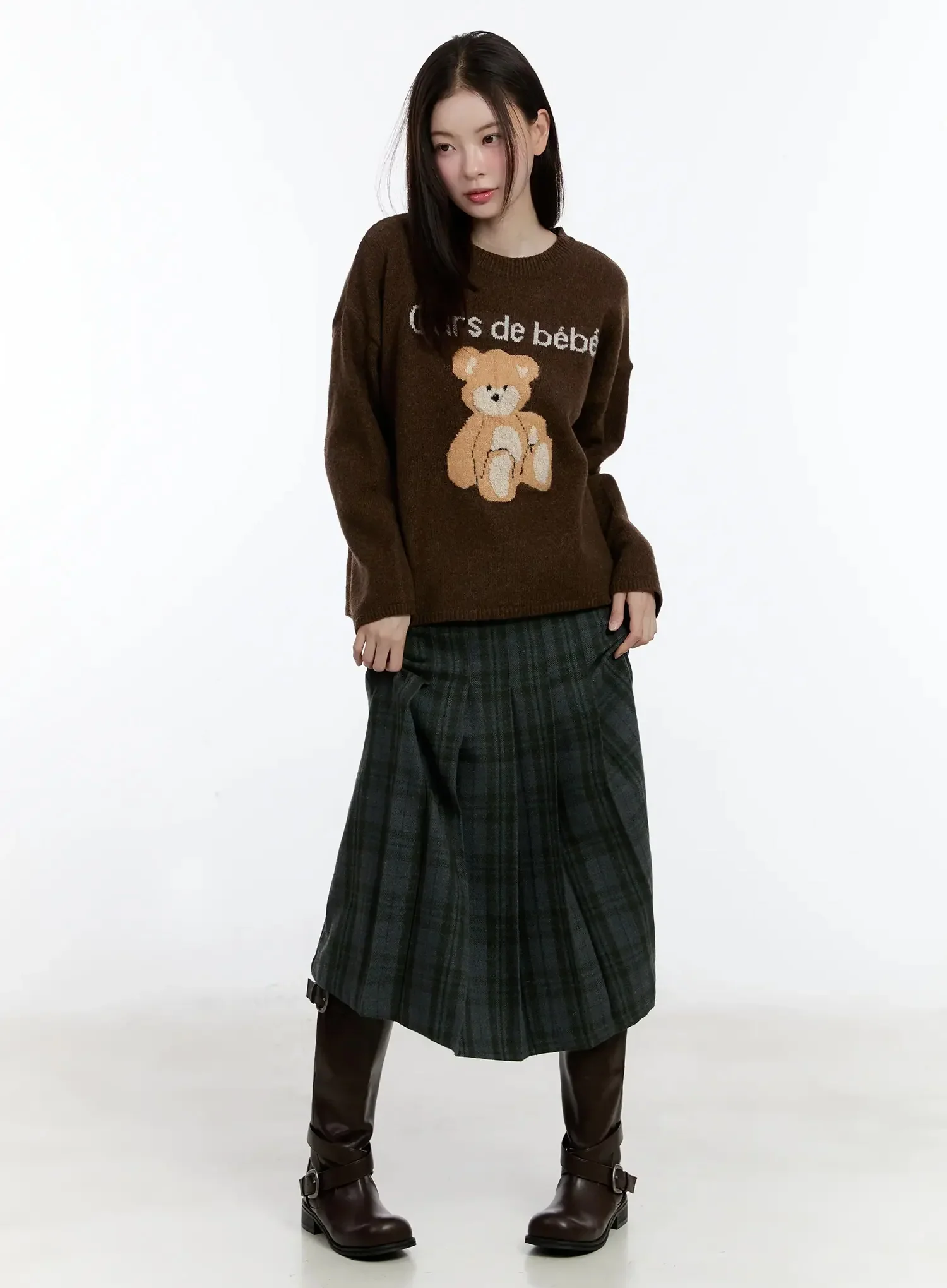 Plaid A-Line Midi Skirt ID526 - Image 6