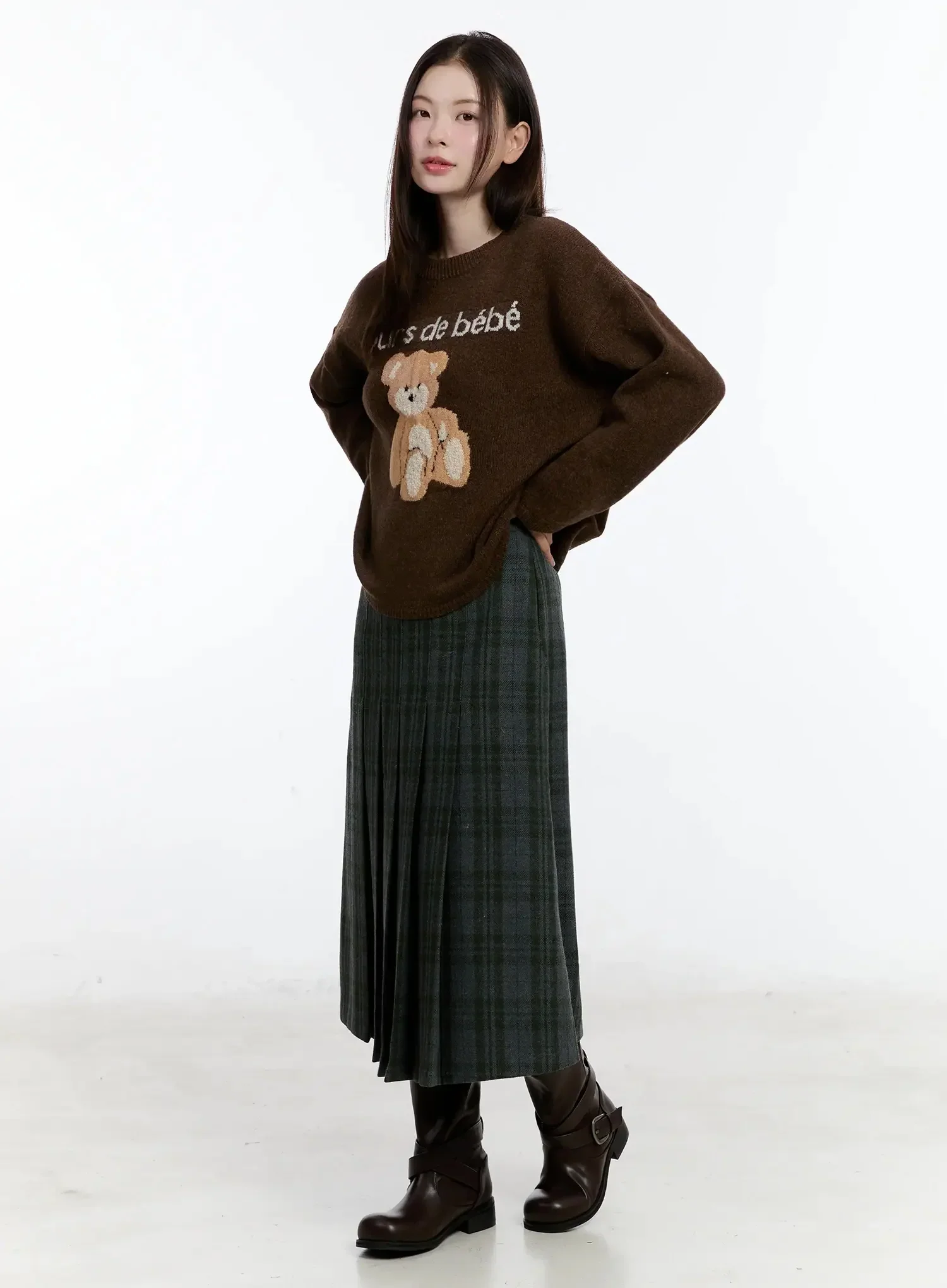 Plaid A-Line Midi Skirt ID526 - Image 7