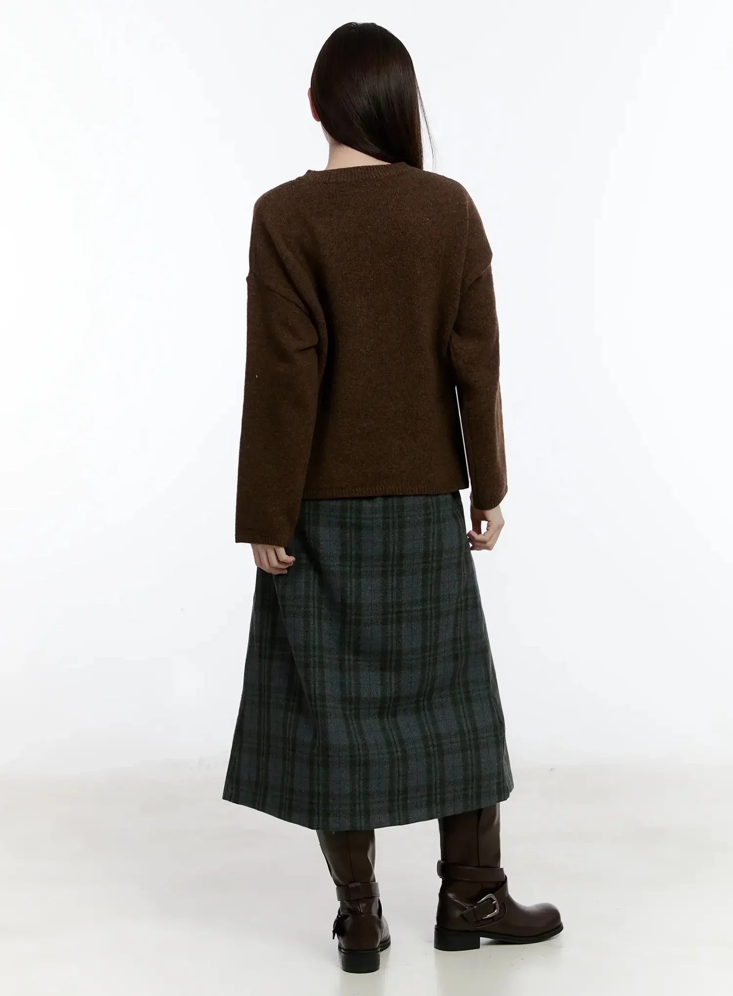 Plaid A-Line Midi Skirt ID526 - Image 8