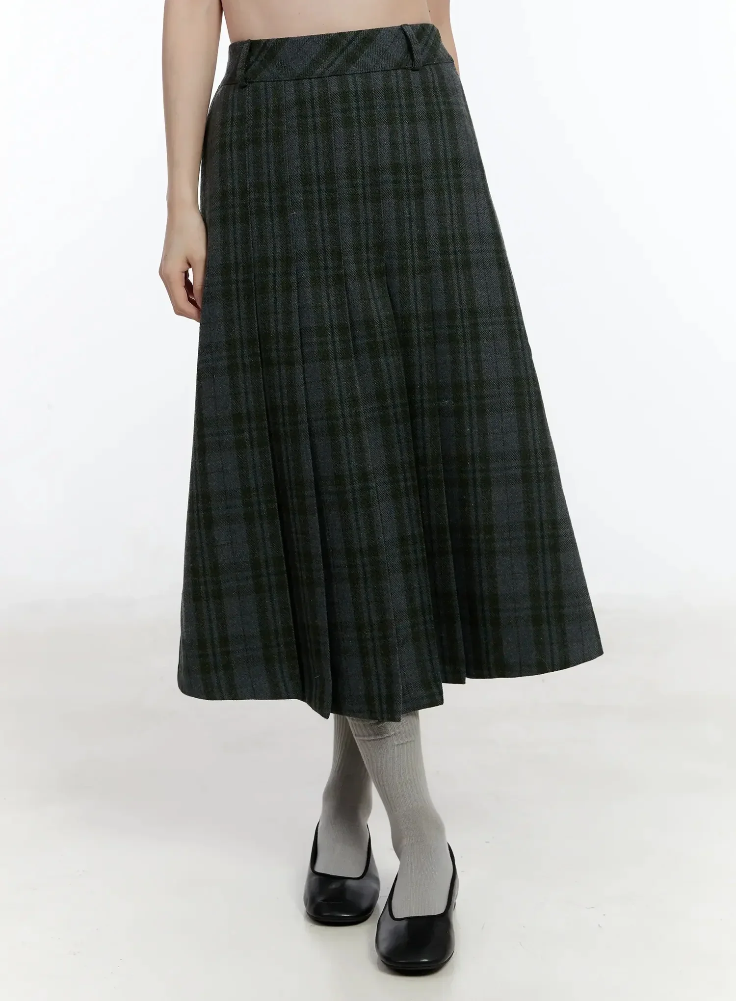 Plaid A-Line Midi Skirt ID526 - Image 9