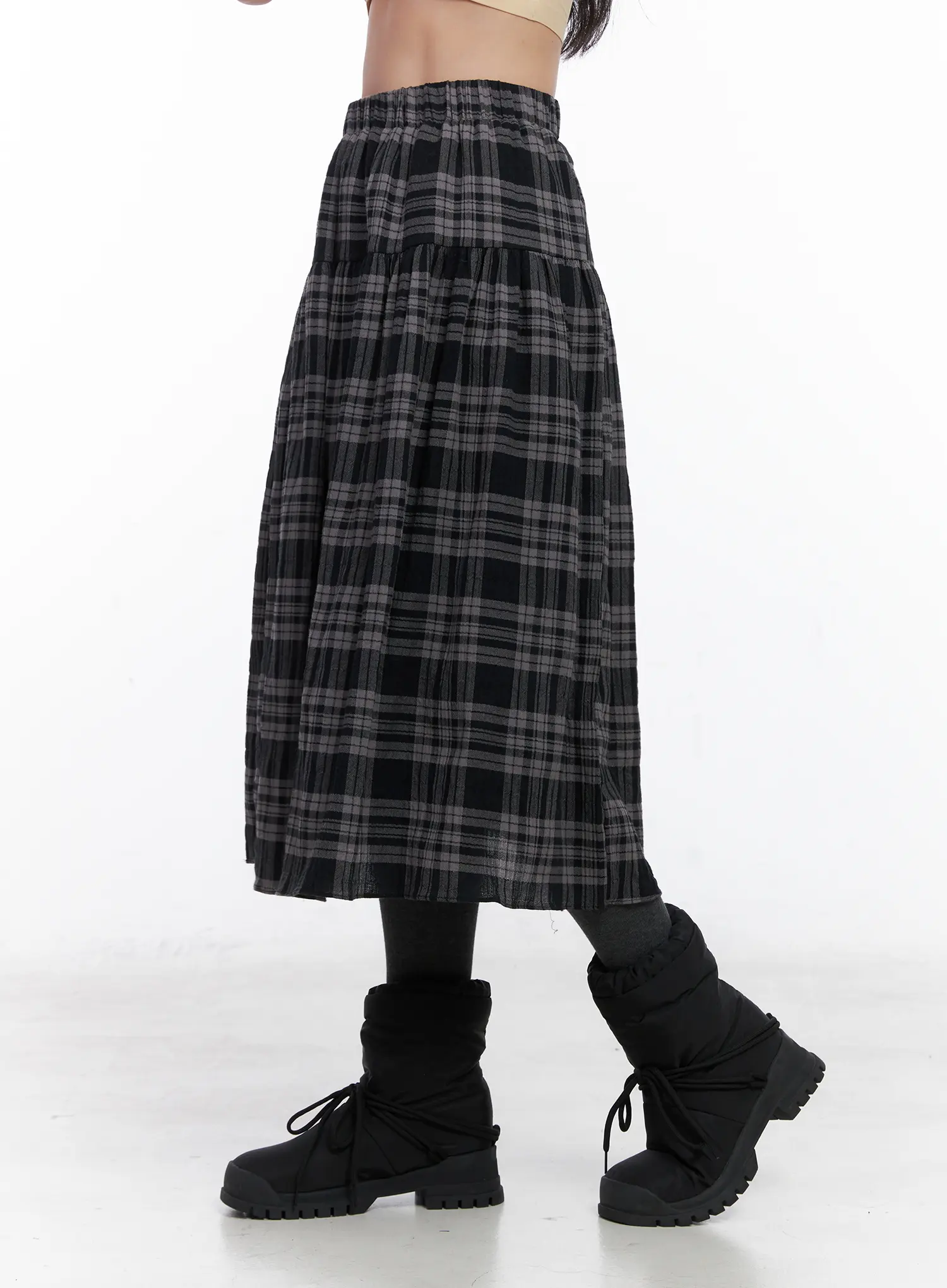 Plaid Flare Maxi Skirt CN514 - Image 4