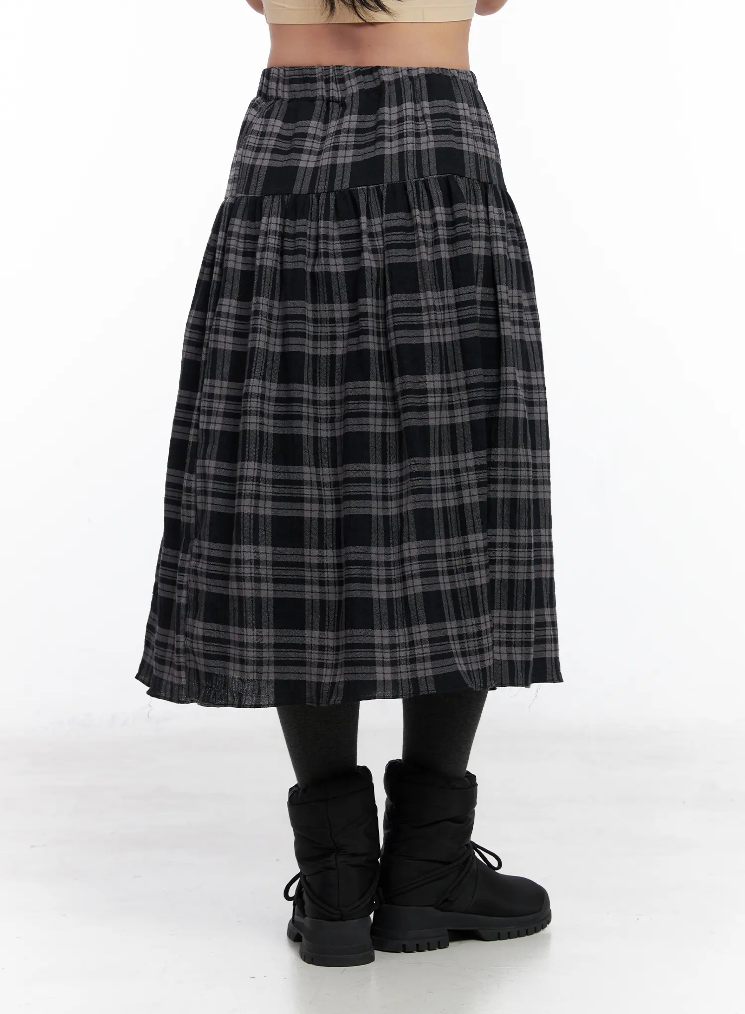 Plaid Flare Maxi Skirt CN514 - Image 6