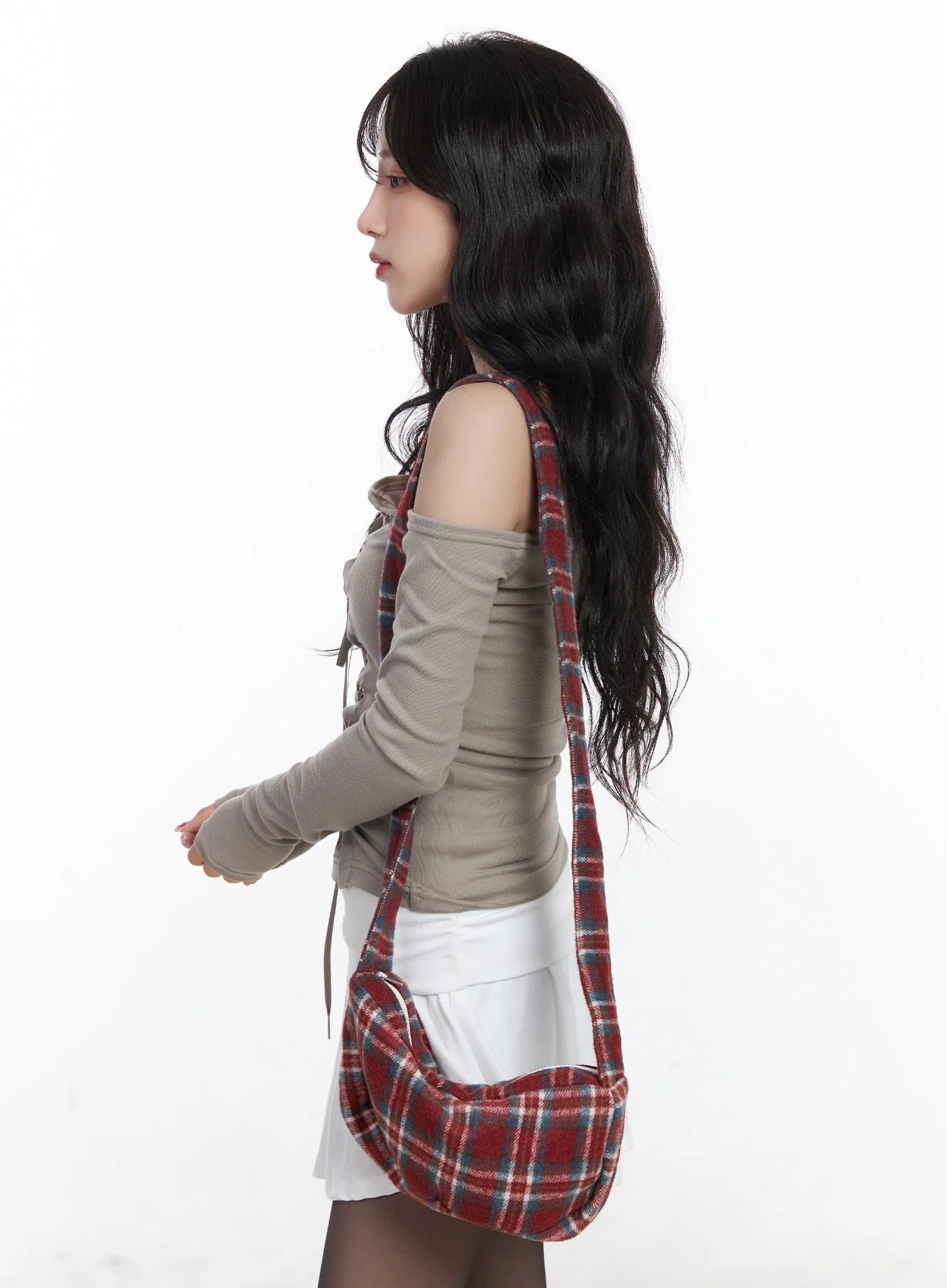 Plaid Fleece Crossbody Bag CJ527 - Image 3