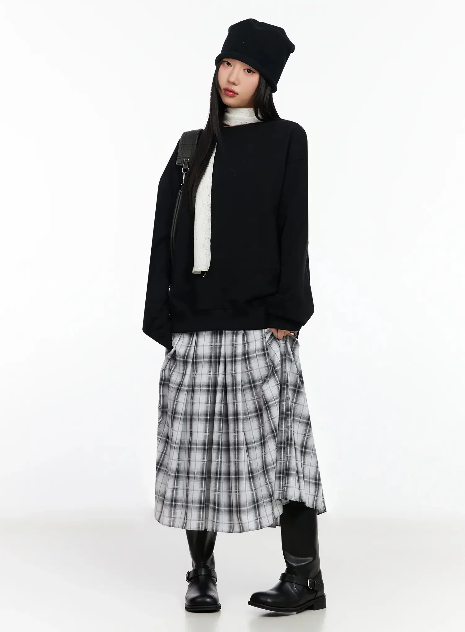 Plaid Layered Maxi Skirt IA507 - Image 12