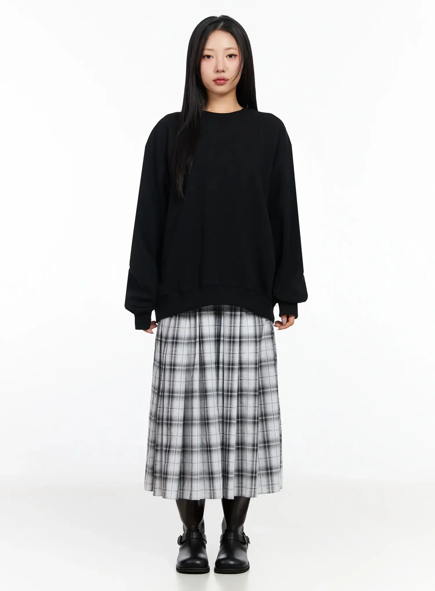 Plaid Layered Maxi Skirt IA507 - Image 6