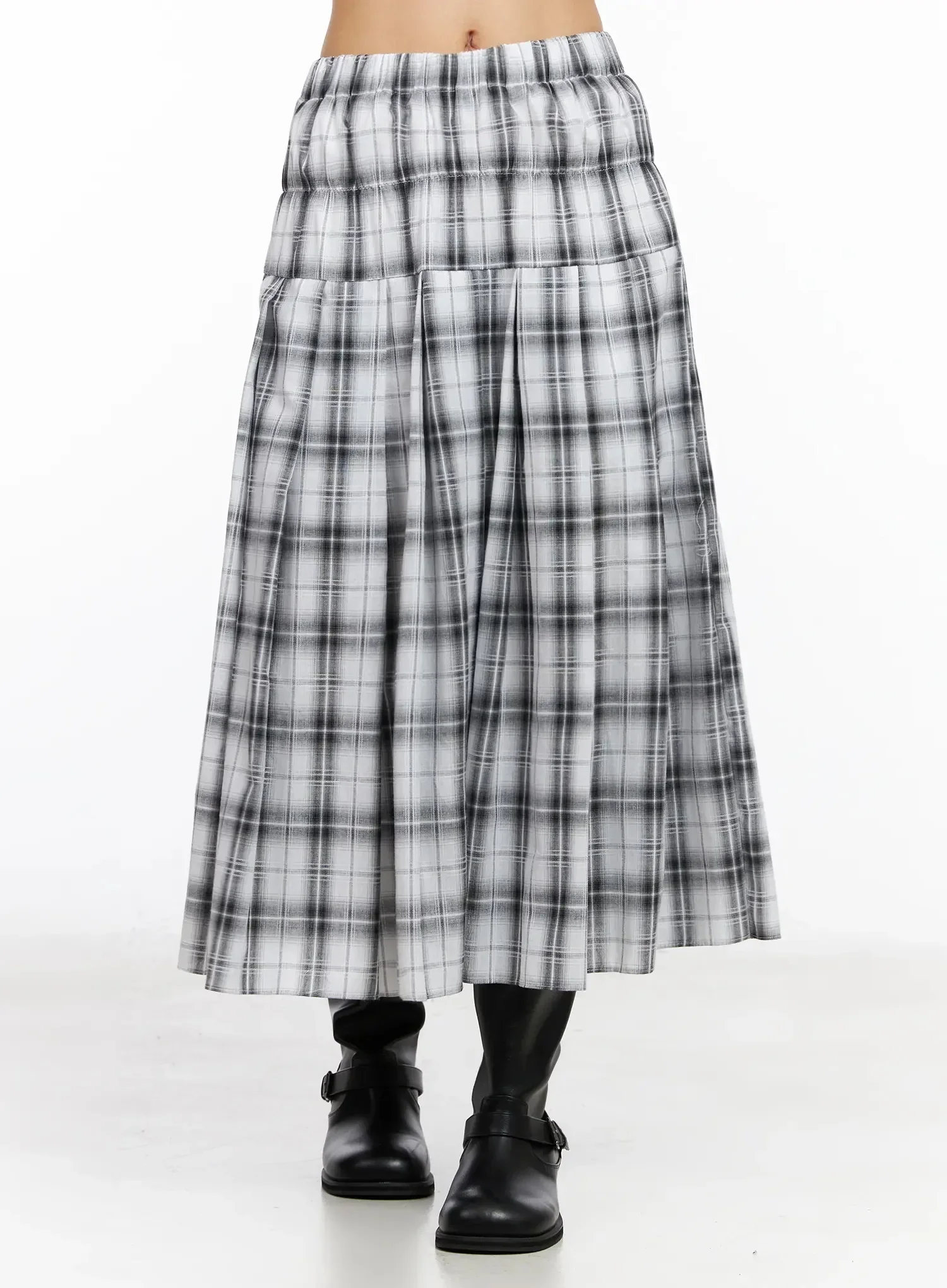 Plaid Layered Maxi Skirt IA507 - Image 7