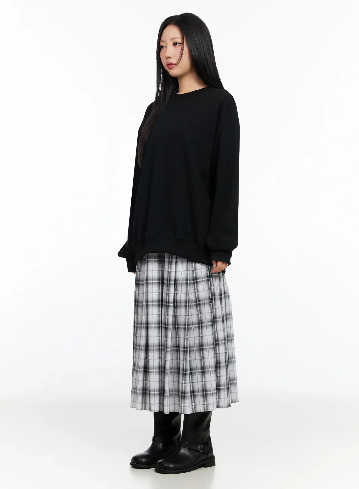 Plaid Layered Maxi Skirt IA507 - Image 8