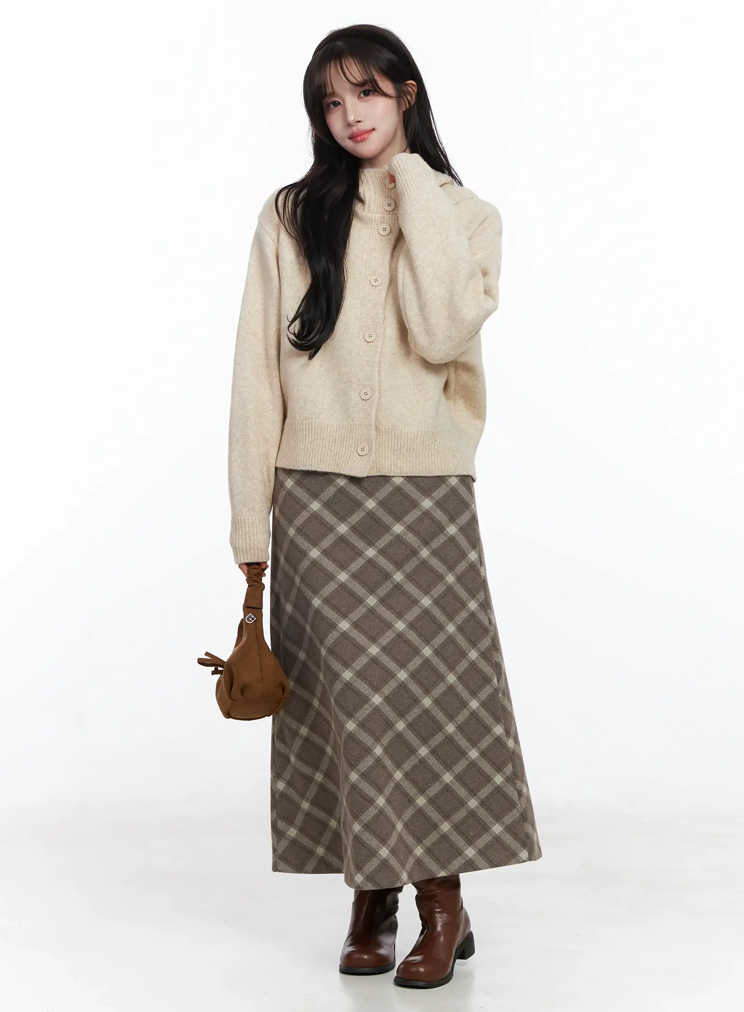 Plaid Long Skirt IJ529 - Image 2