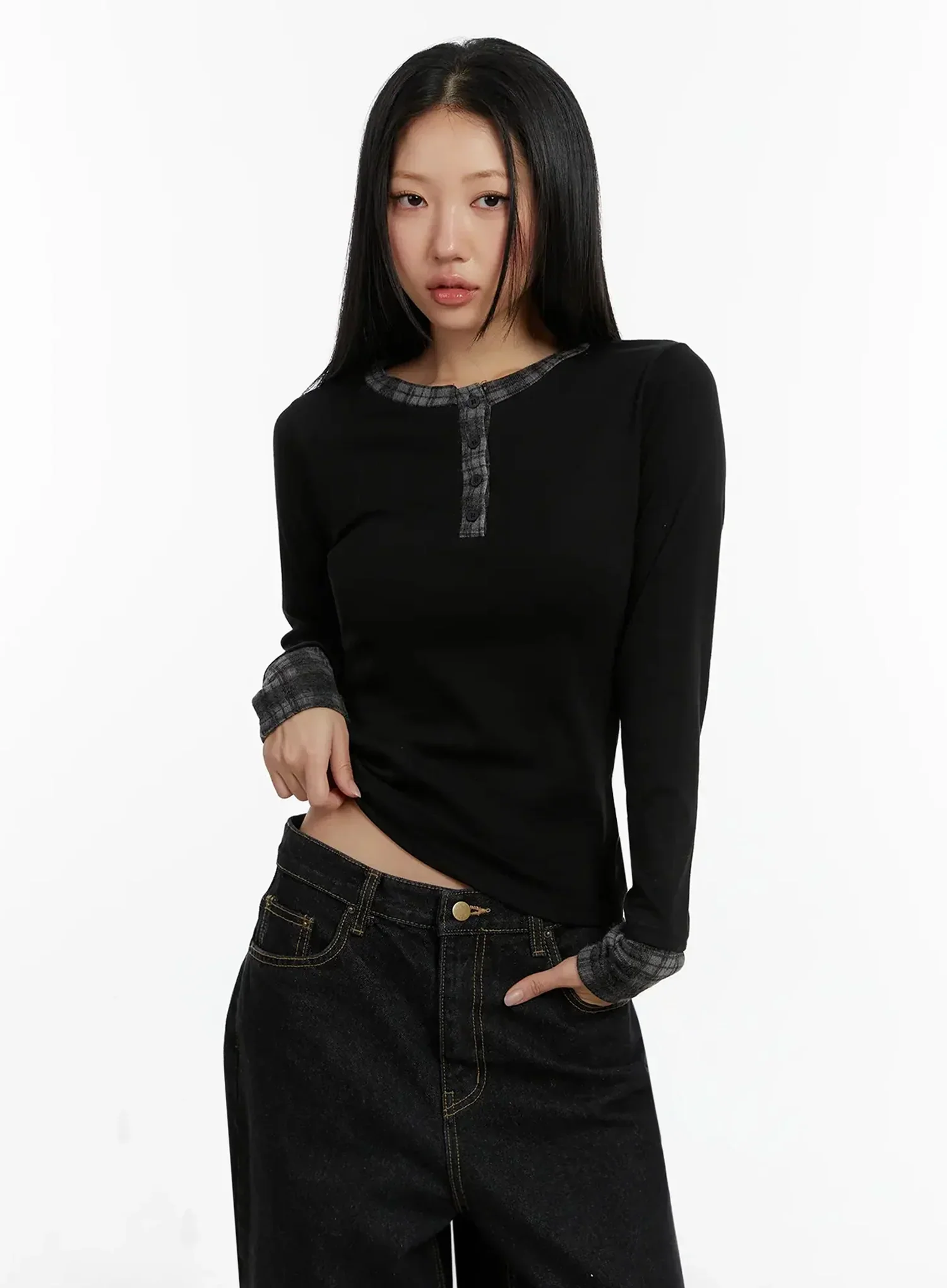 Plaid Long Sleeve Tee ID525 - Image 5