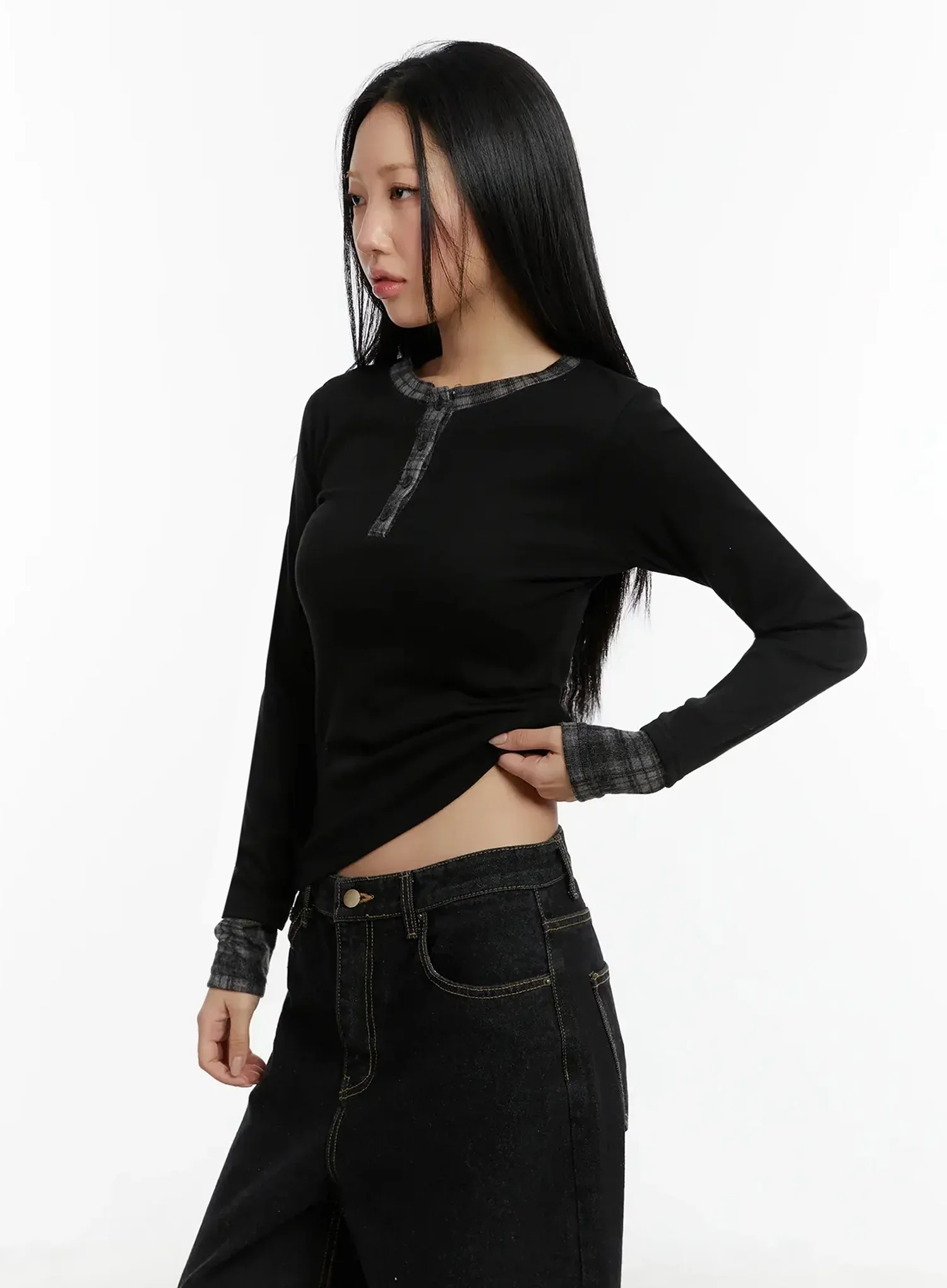 Plaid Long Sleeve Tee ID525 - Image 6