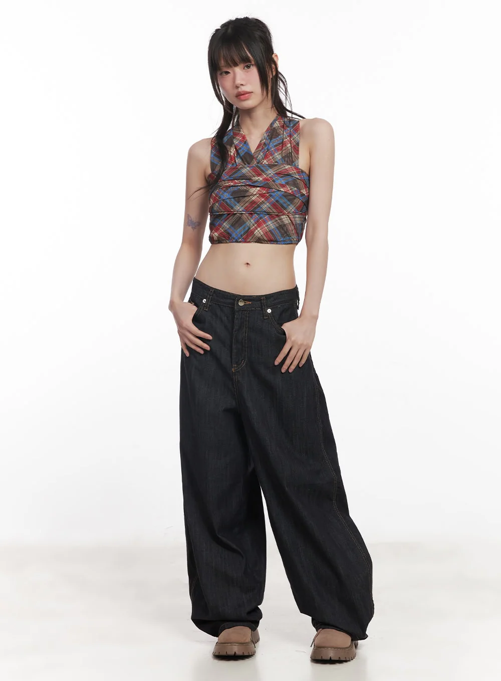 Plaid Print Halter Top CY520 - Image 3