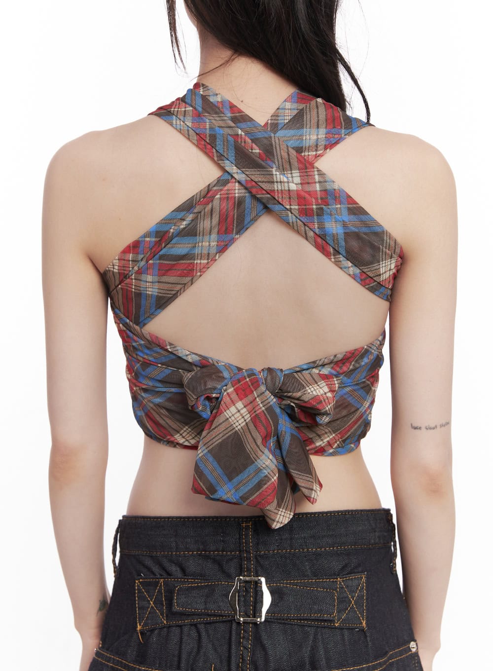 Plaid Print Halter Top CY520 - Image 8
