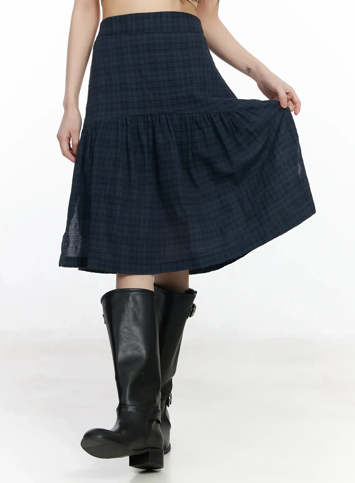 Plaid Split Midi Skirt F516 - Image 11