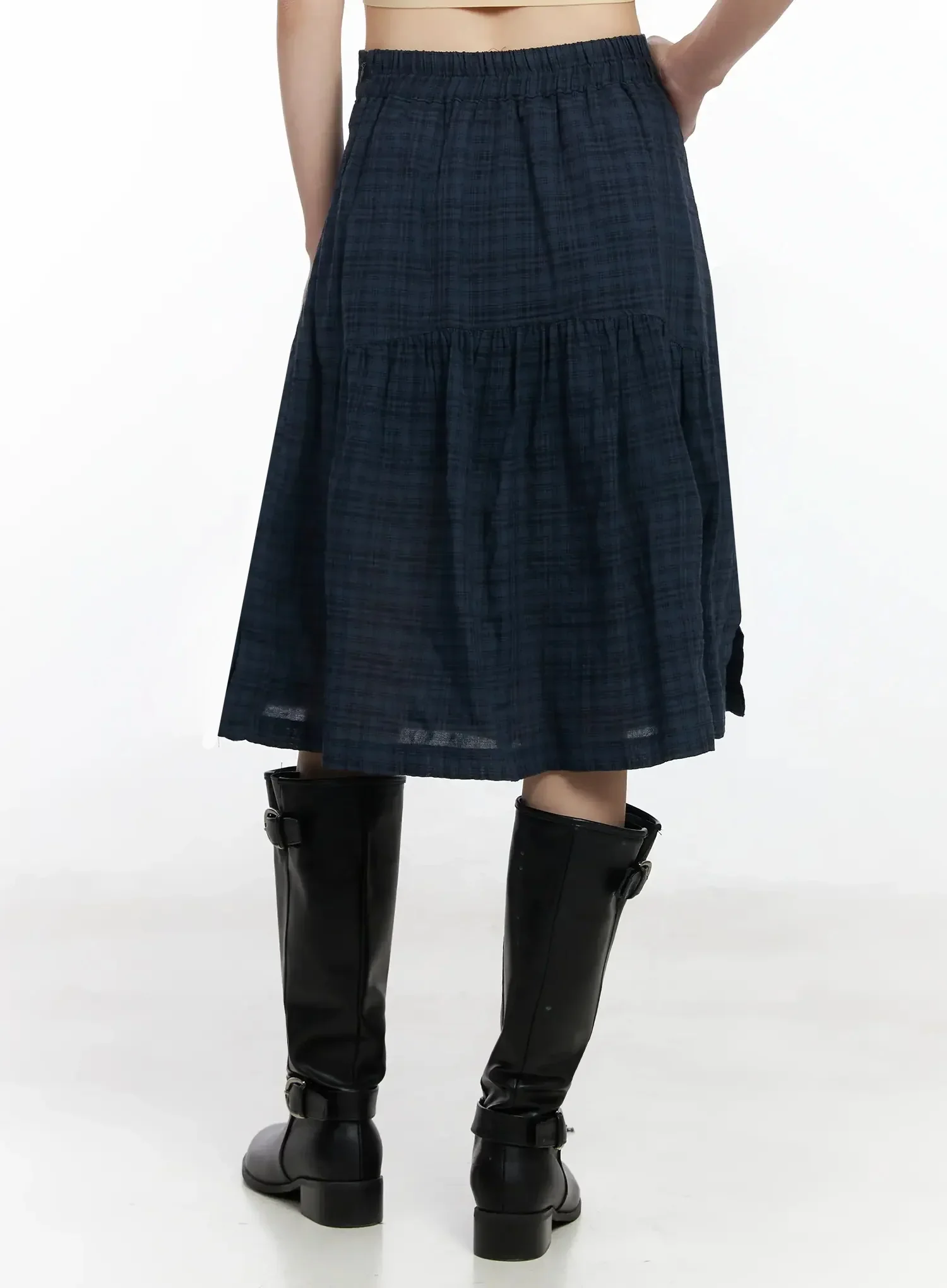 Plaid Split Midi Skirt F516 - Image 13