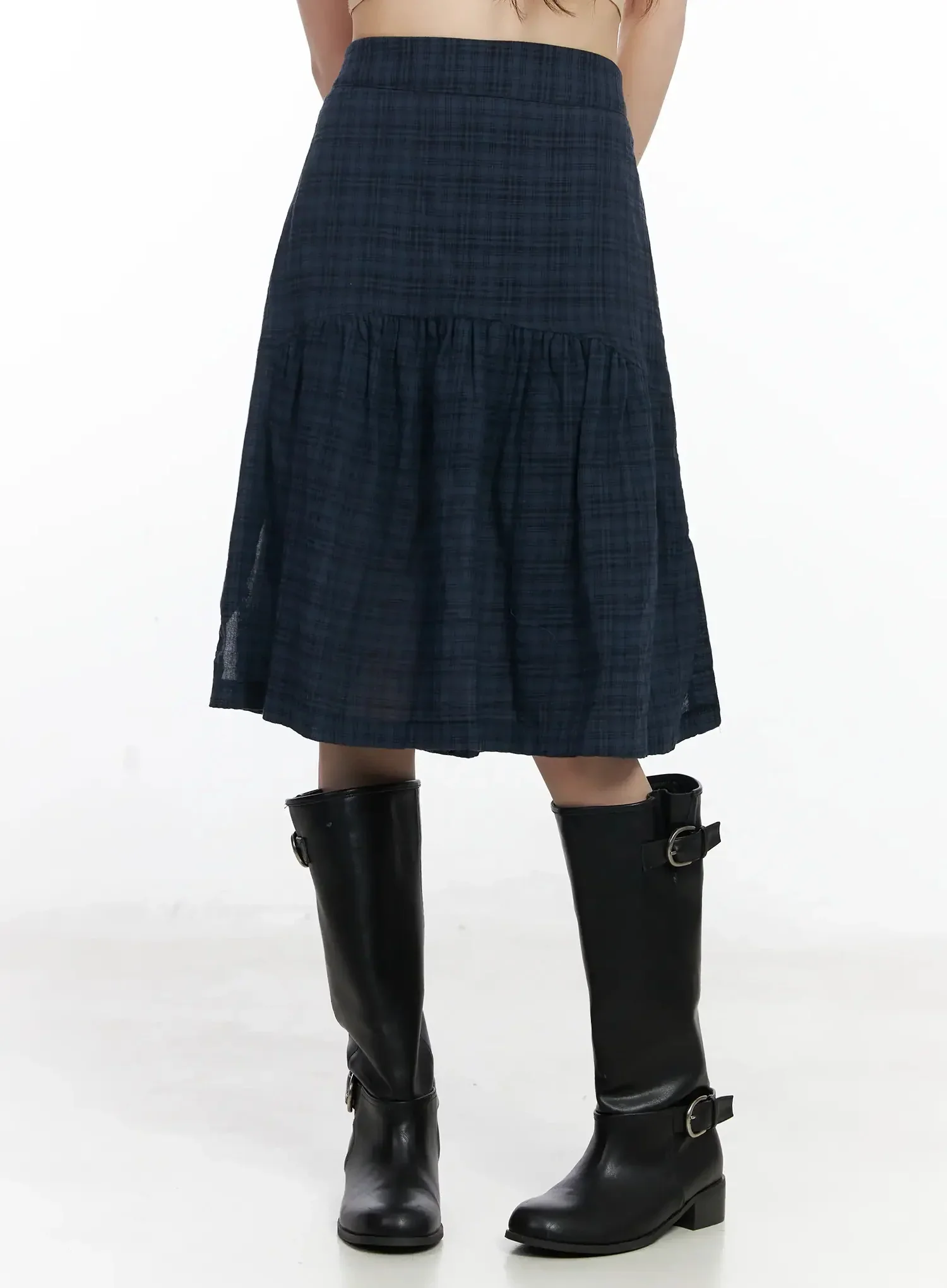 Plaid Split Midi Skirt F516 - Image 4