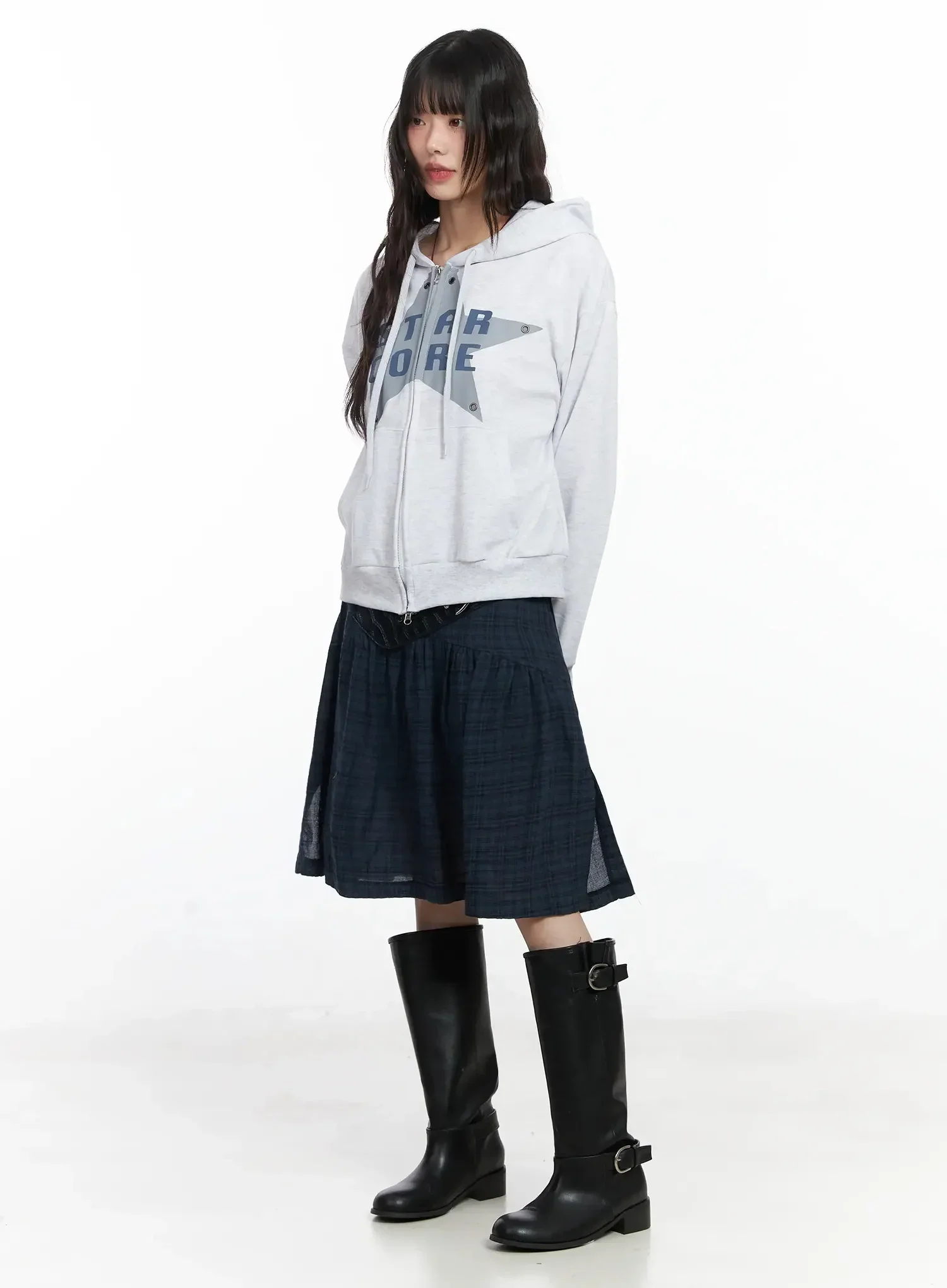 Plaid Split Midi Skirt F516 - Image 8