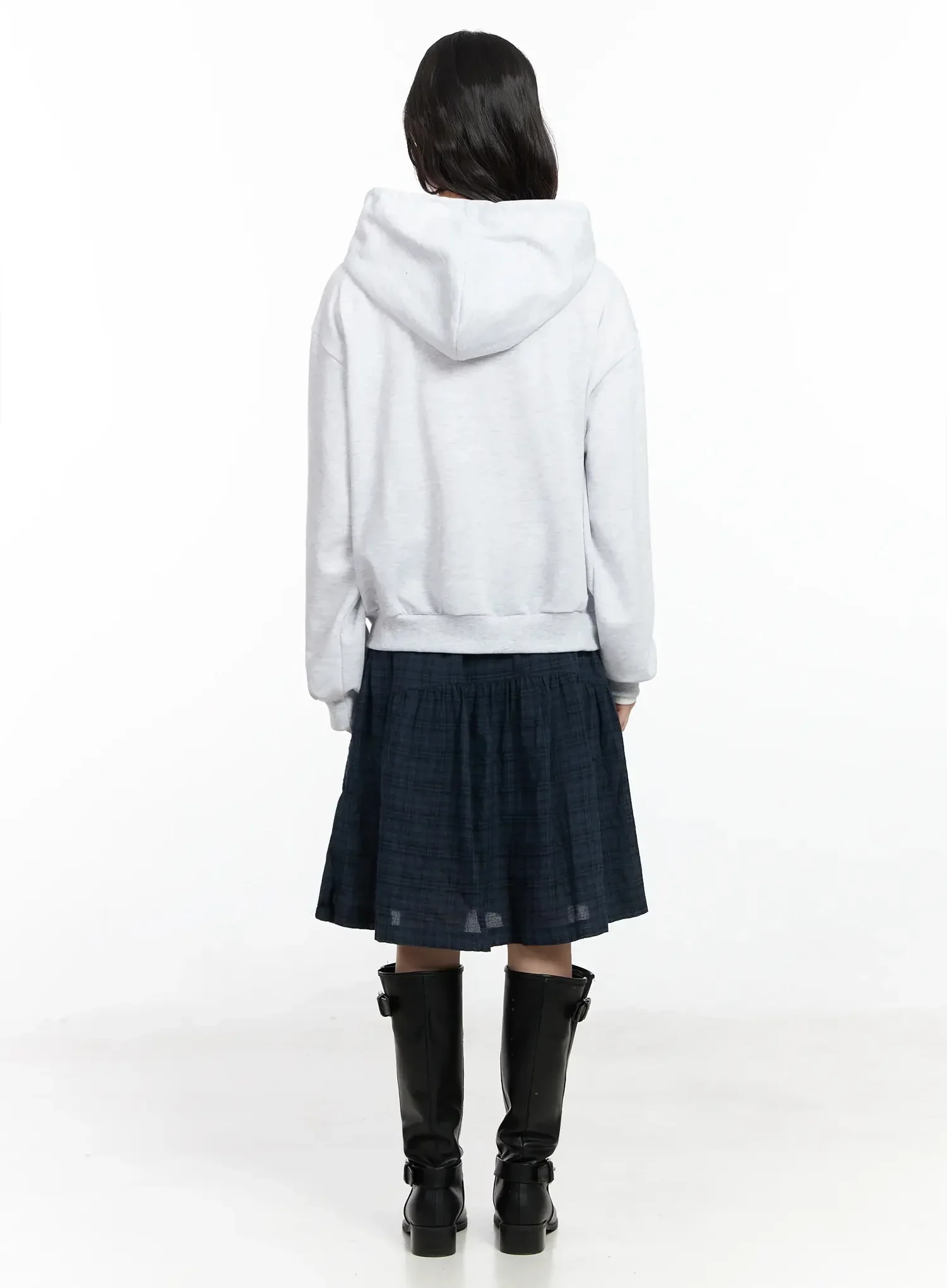 Plaid Split Midi Skirt F516 - Image 9