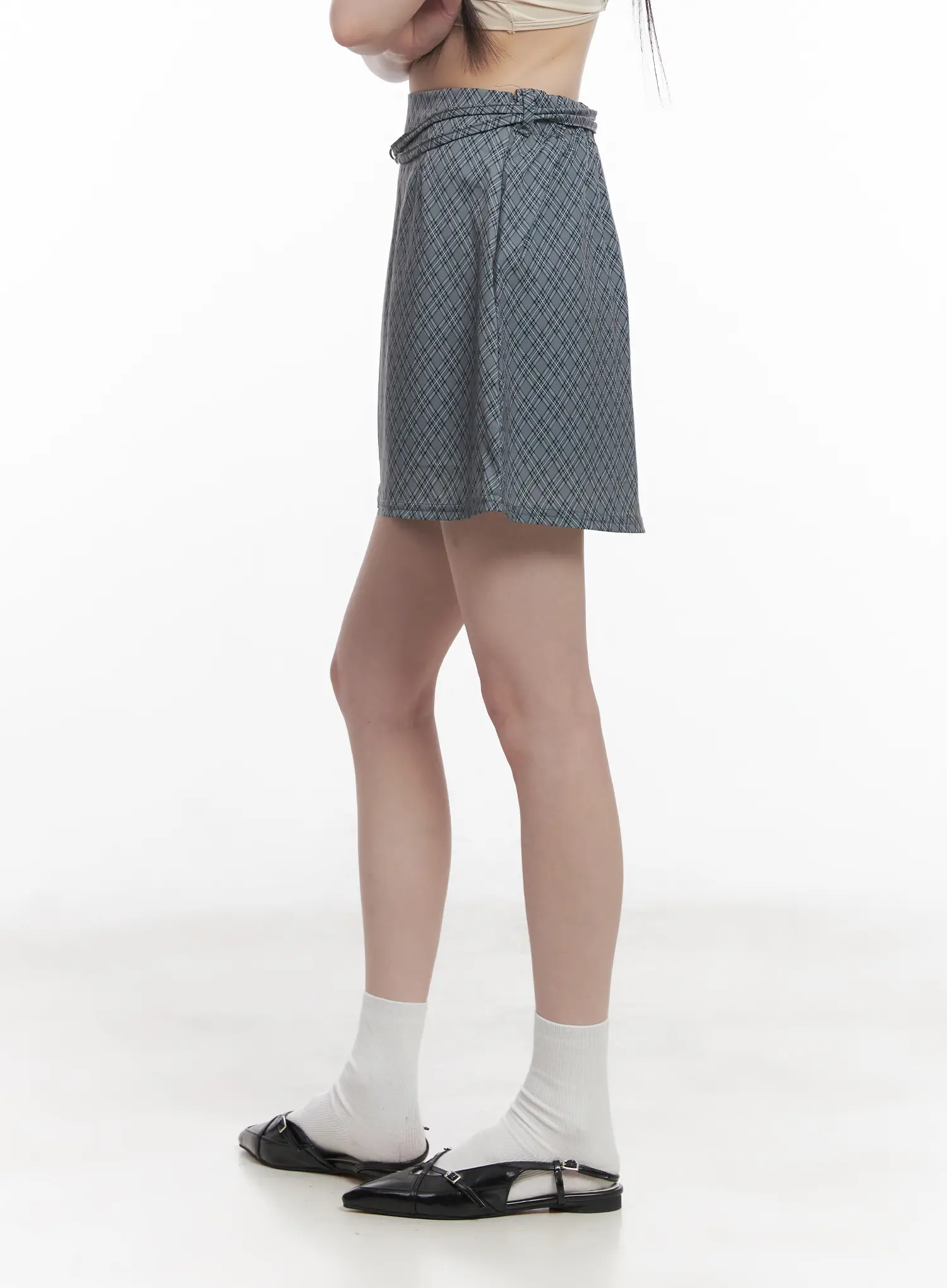 Plaid Strapped Mini Skirt CU518 - Image 3