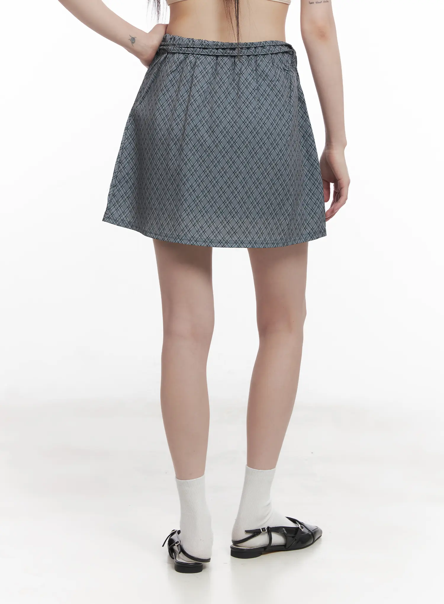 Plaid Strapped Mini Skirt CU518 - Image 4