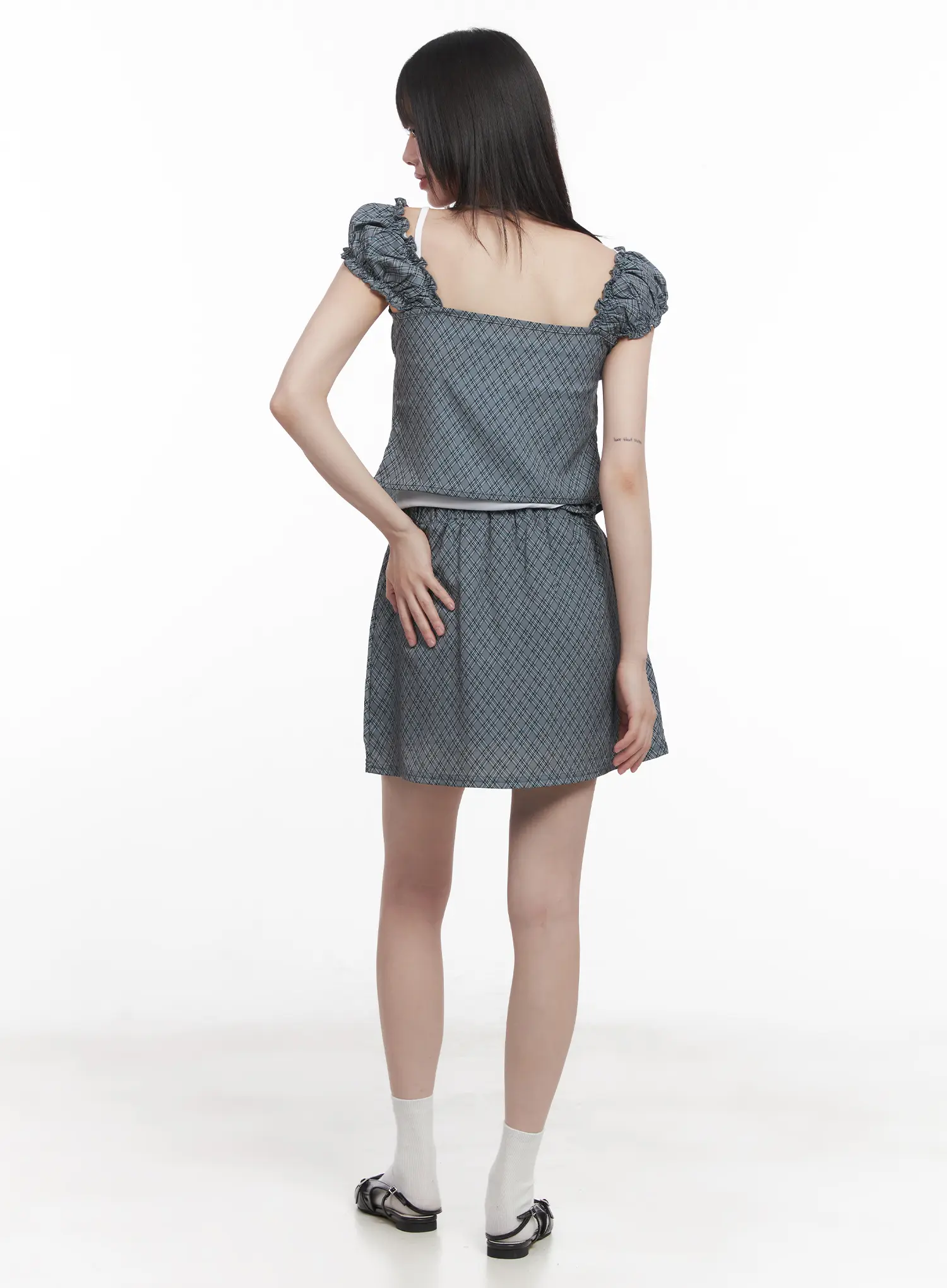 Plaid Strapped Mini Skirt CU518 - Image 6