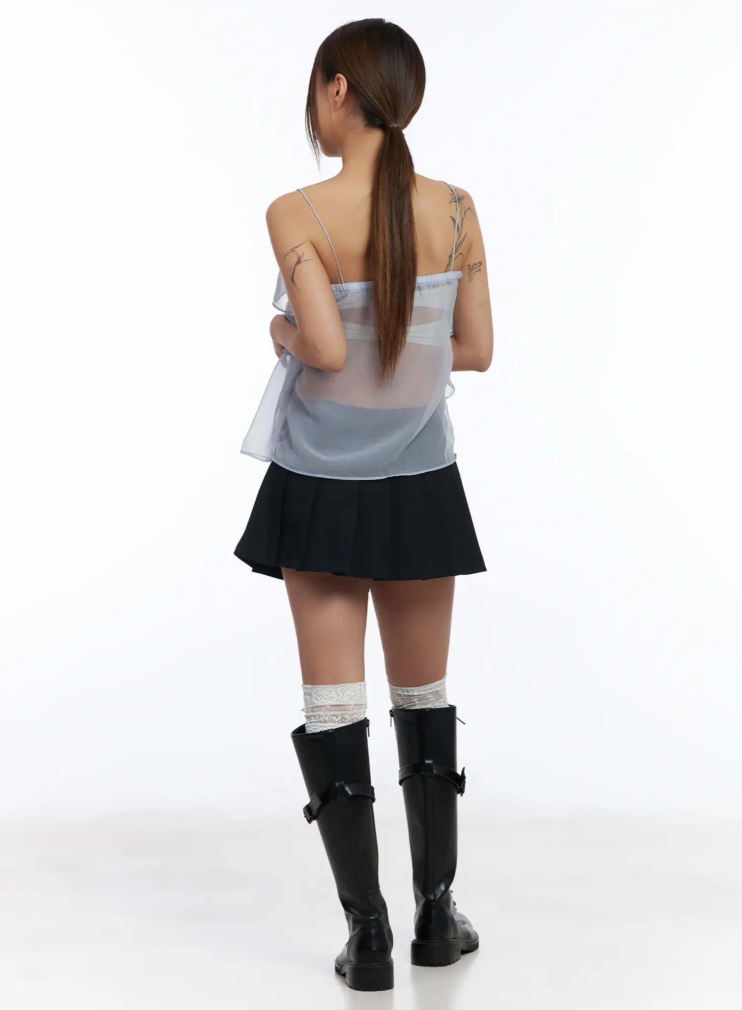 Pleated Button Mini Skirt CM520 - Image 8