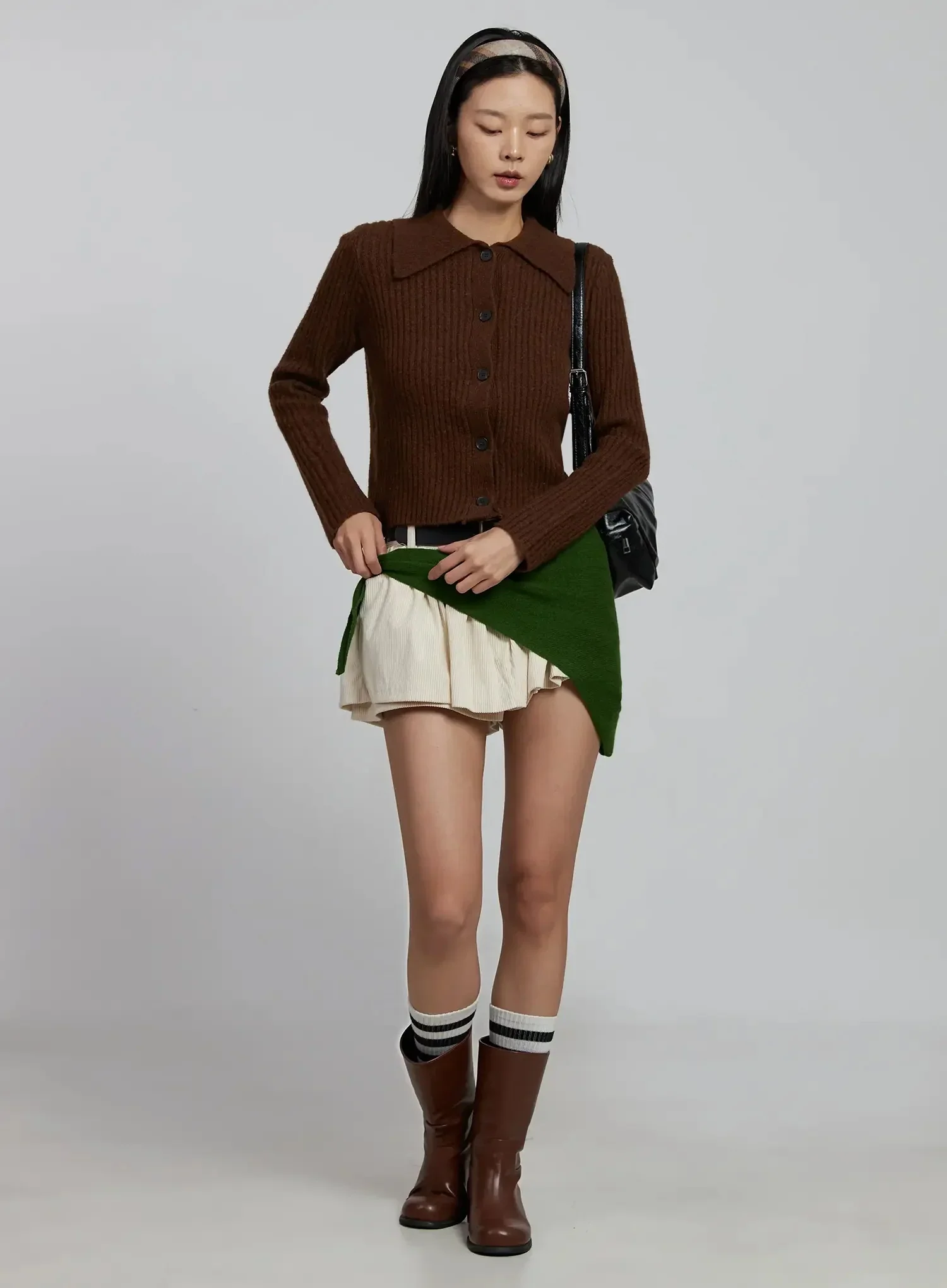 Pleated Corduroy Mini Skort IM520 - Image 3