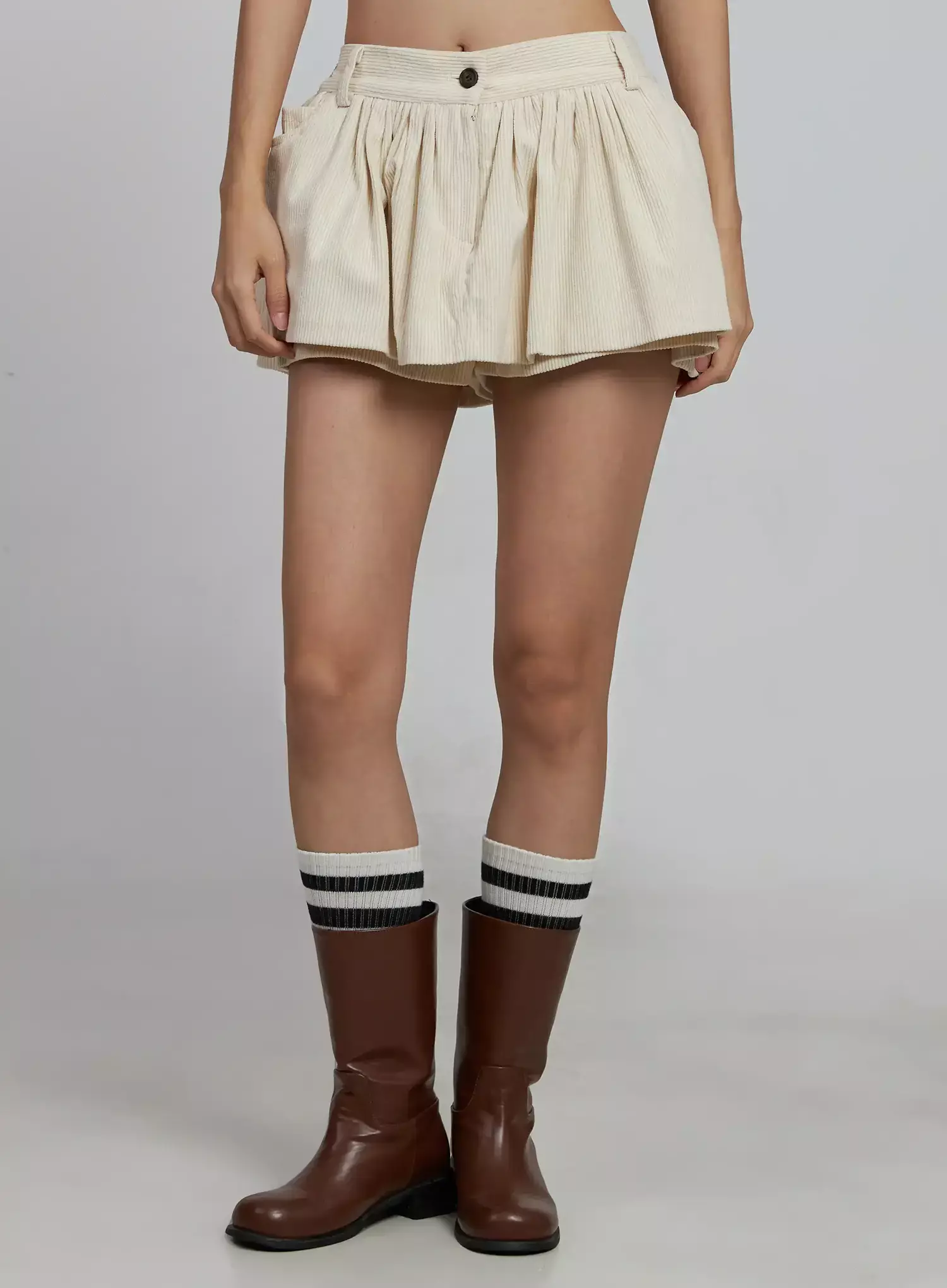 Pleated Corduroy Mini Skort IM520 - Image 5