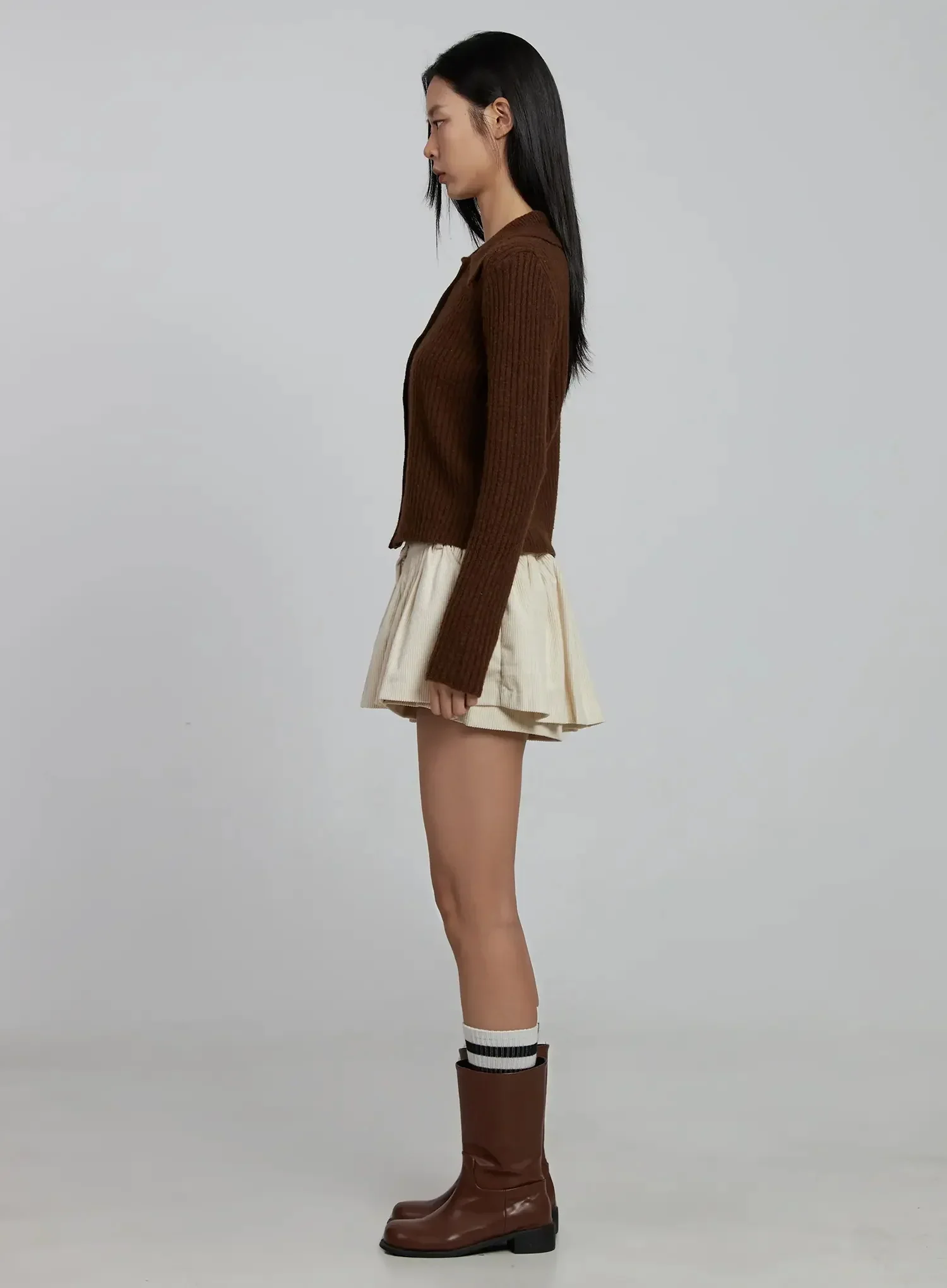Pleated Corduroy Mini Skort IM520 - Image 7