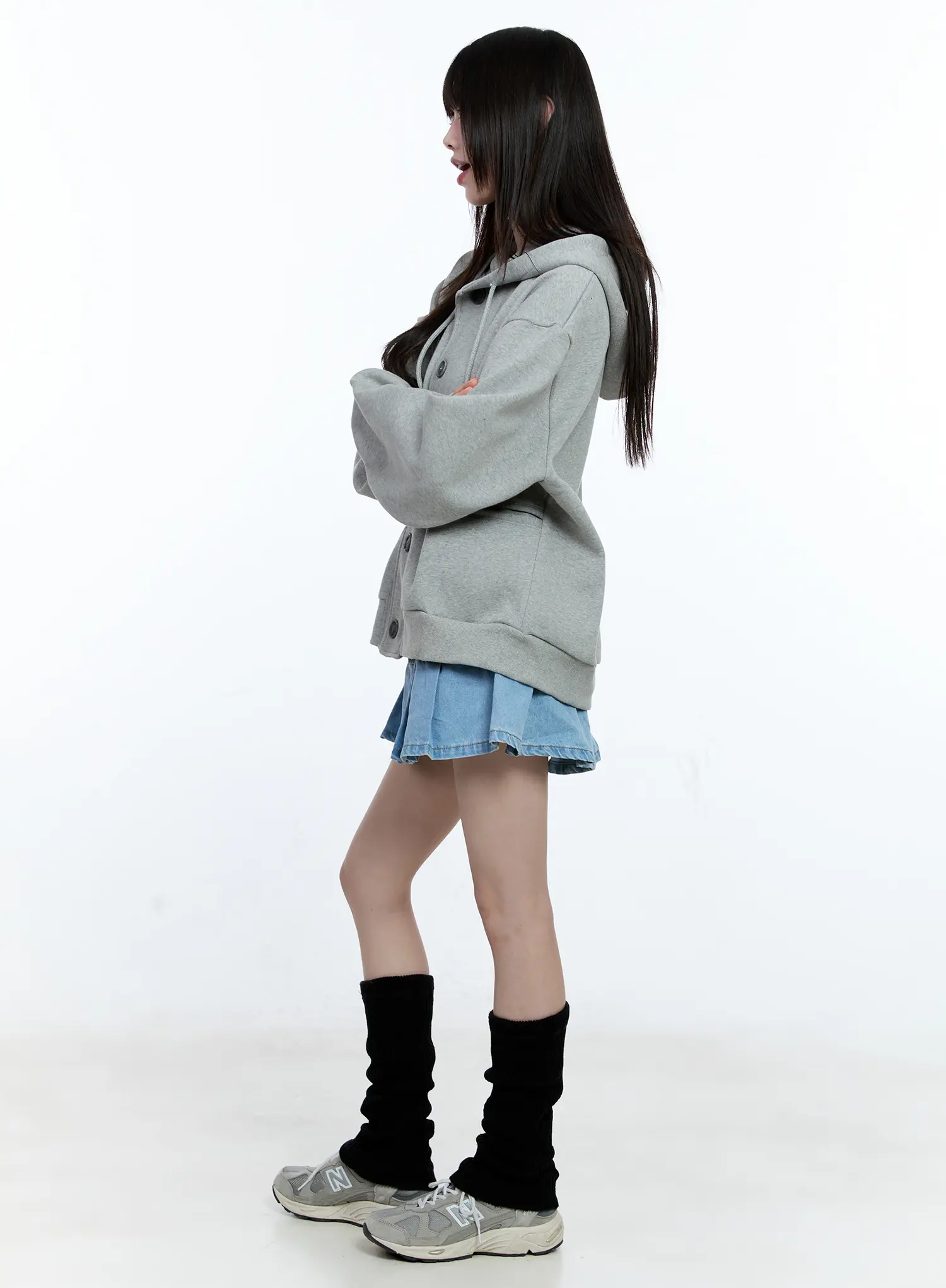 Pleated Denim Mini Skort CG511 - Image 11