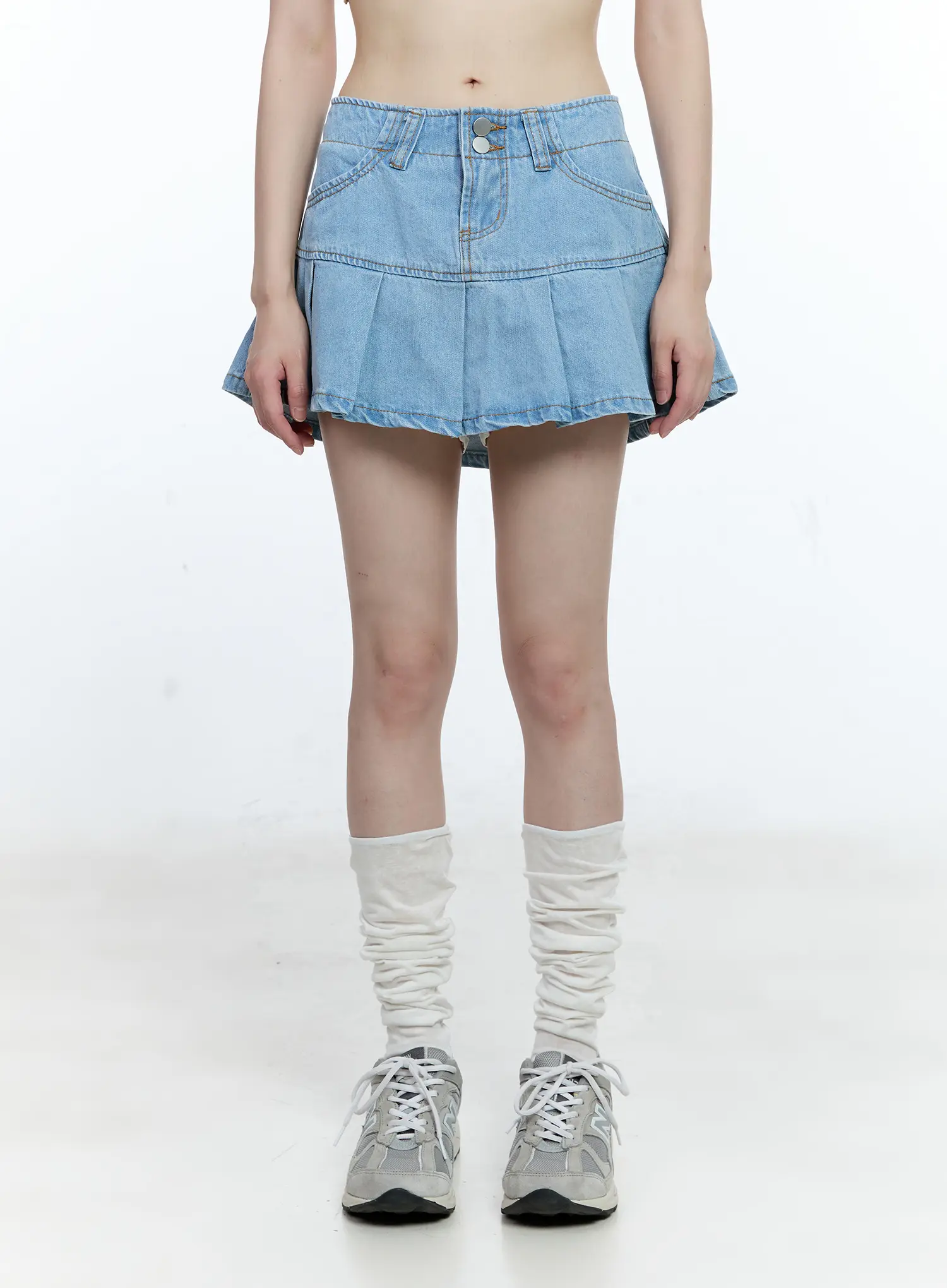 Pleated Denim Mini Skort CG511 - Image 13