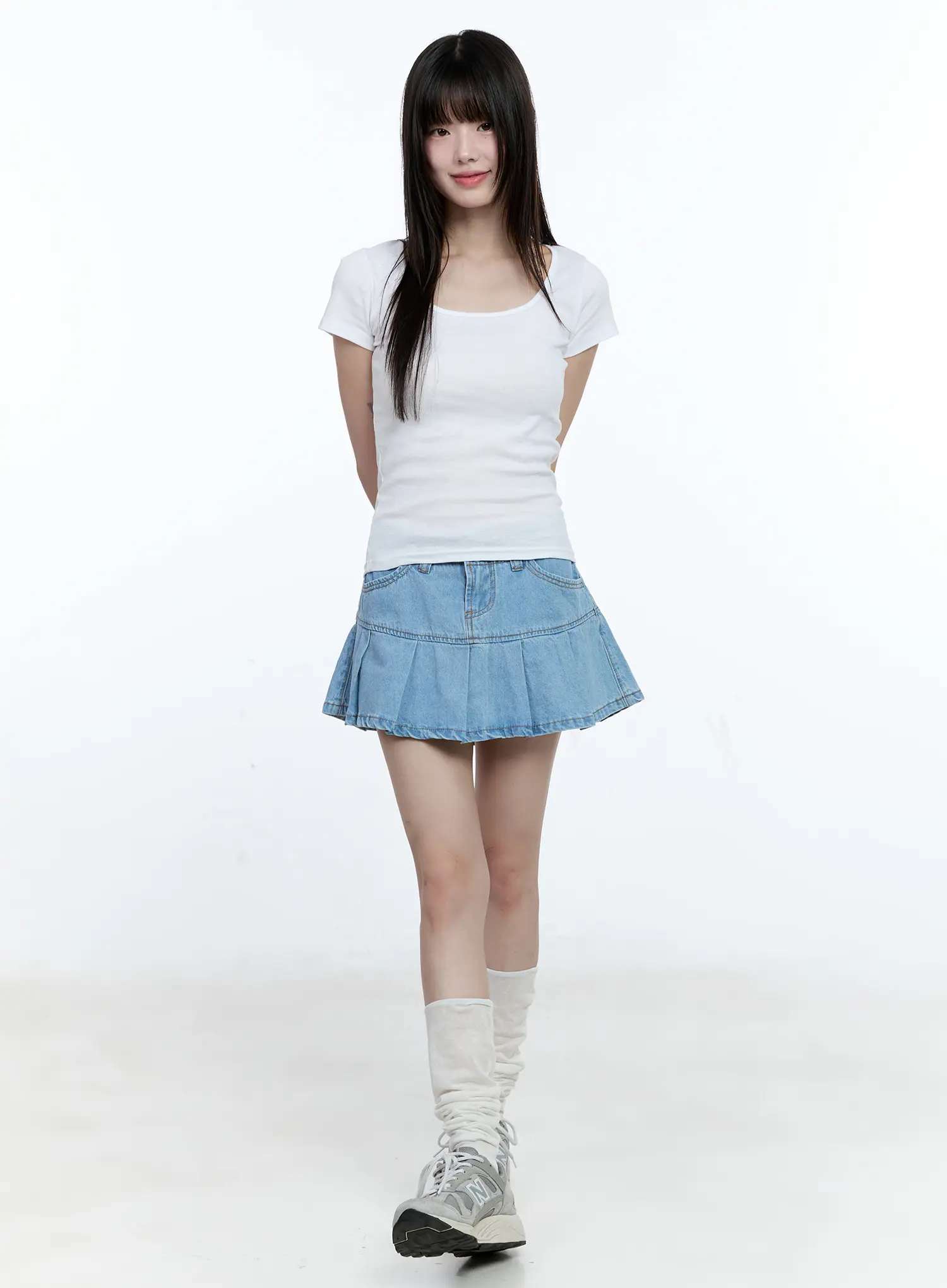 Pleated Denim Mini Skort CG511 - Image 6