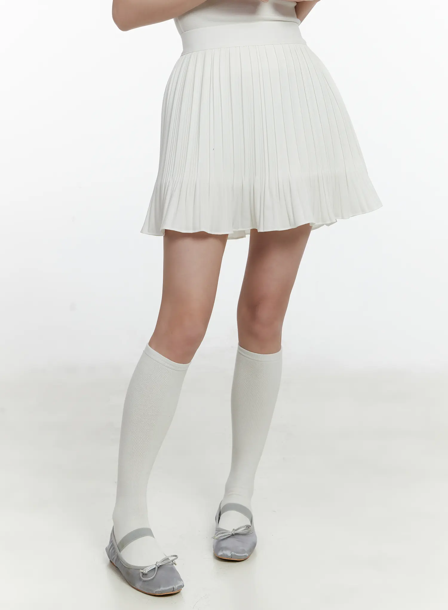 Pleated Flare Mini Skirt F502