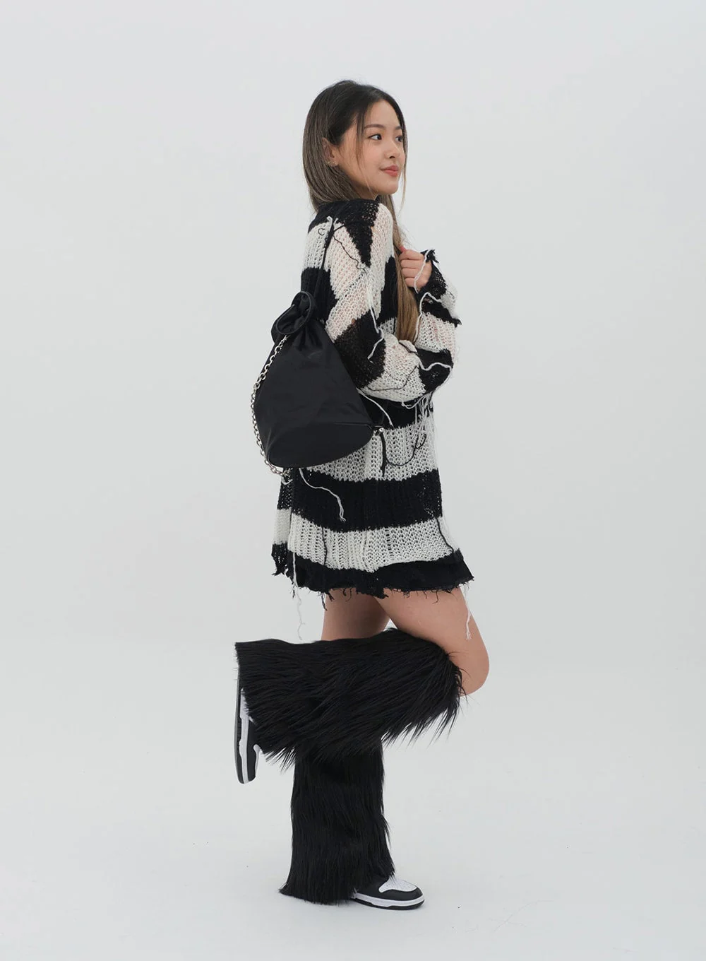 Pleated Hem Denim Skirt - Image 4