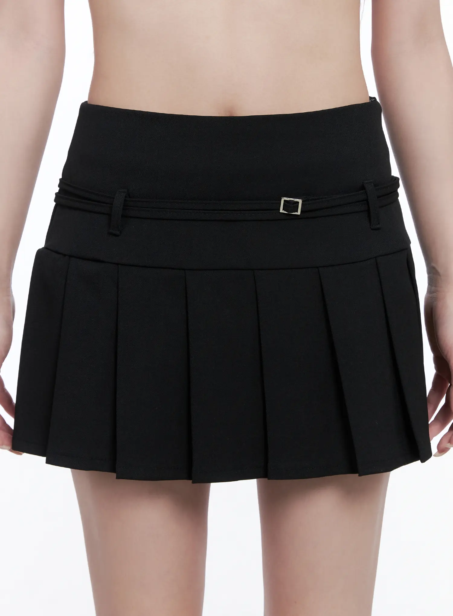 Pleated Mini Skirt with Belt Detail CG529 - Image 3