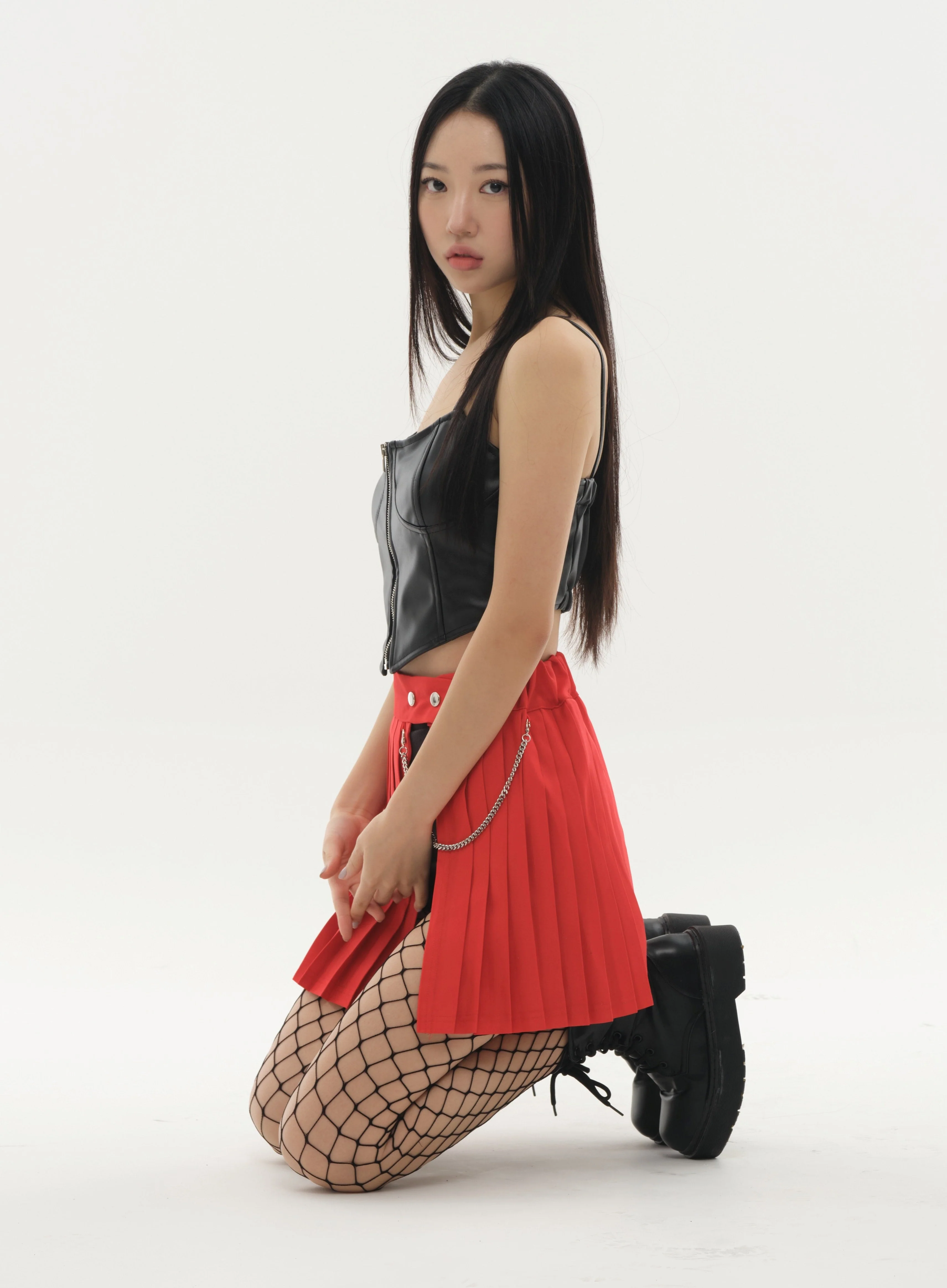 Pleated Mini Skirt with Chain #Original Kpop #121692 - Image 13