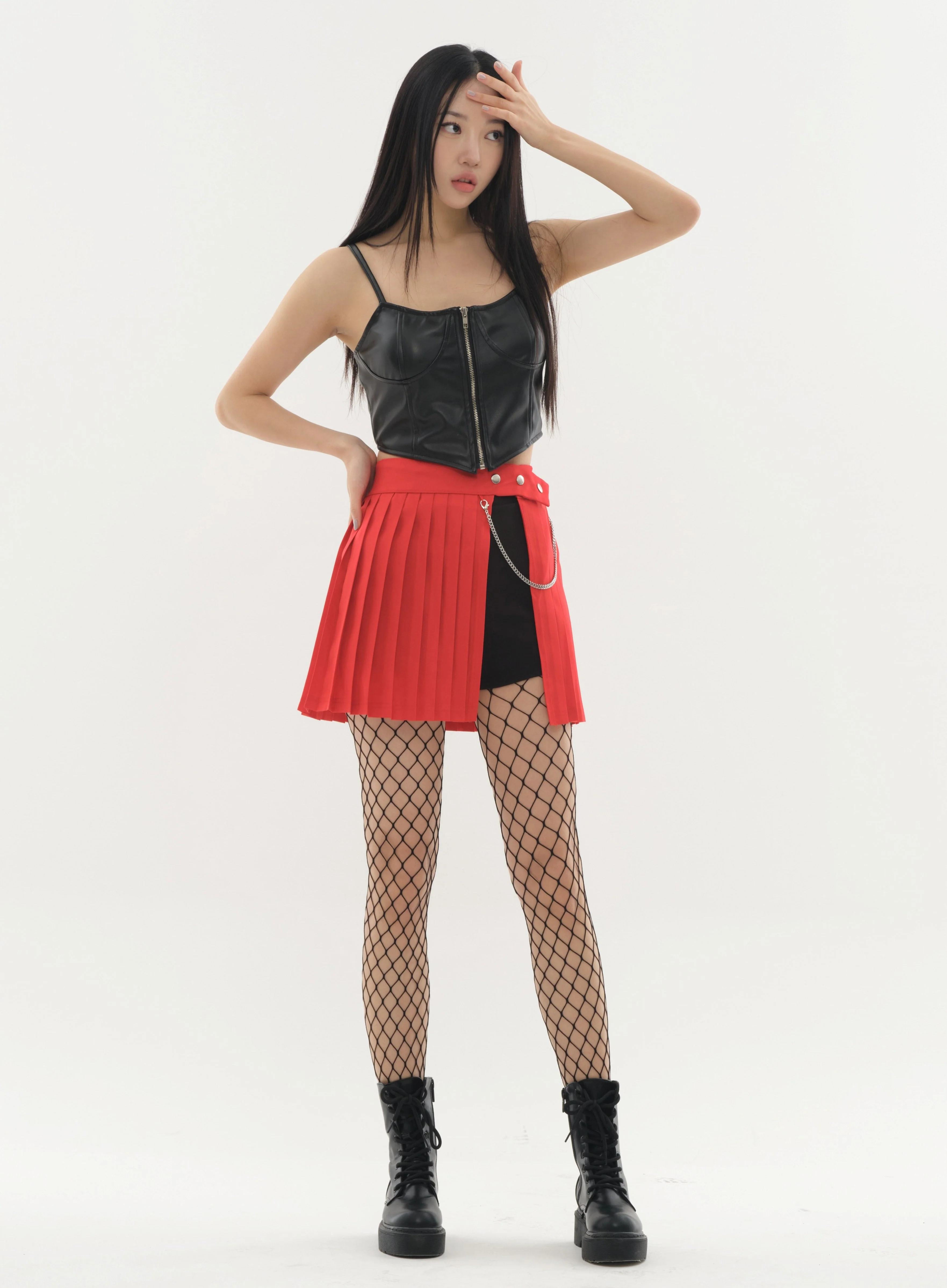 Pleated Mini Skirt with Chain #Original Kpop #121692 - Image 14